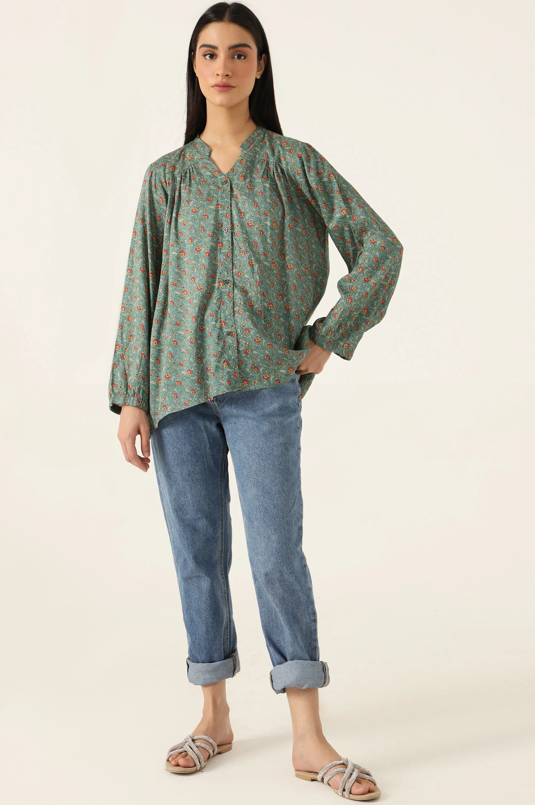 Stitched 1 Piece Tencel Printed Top - Image 4