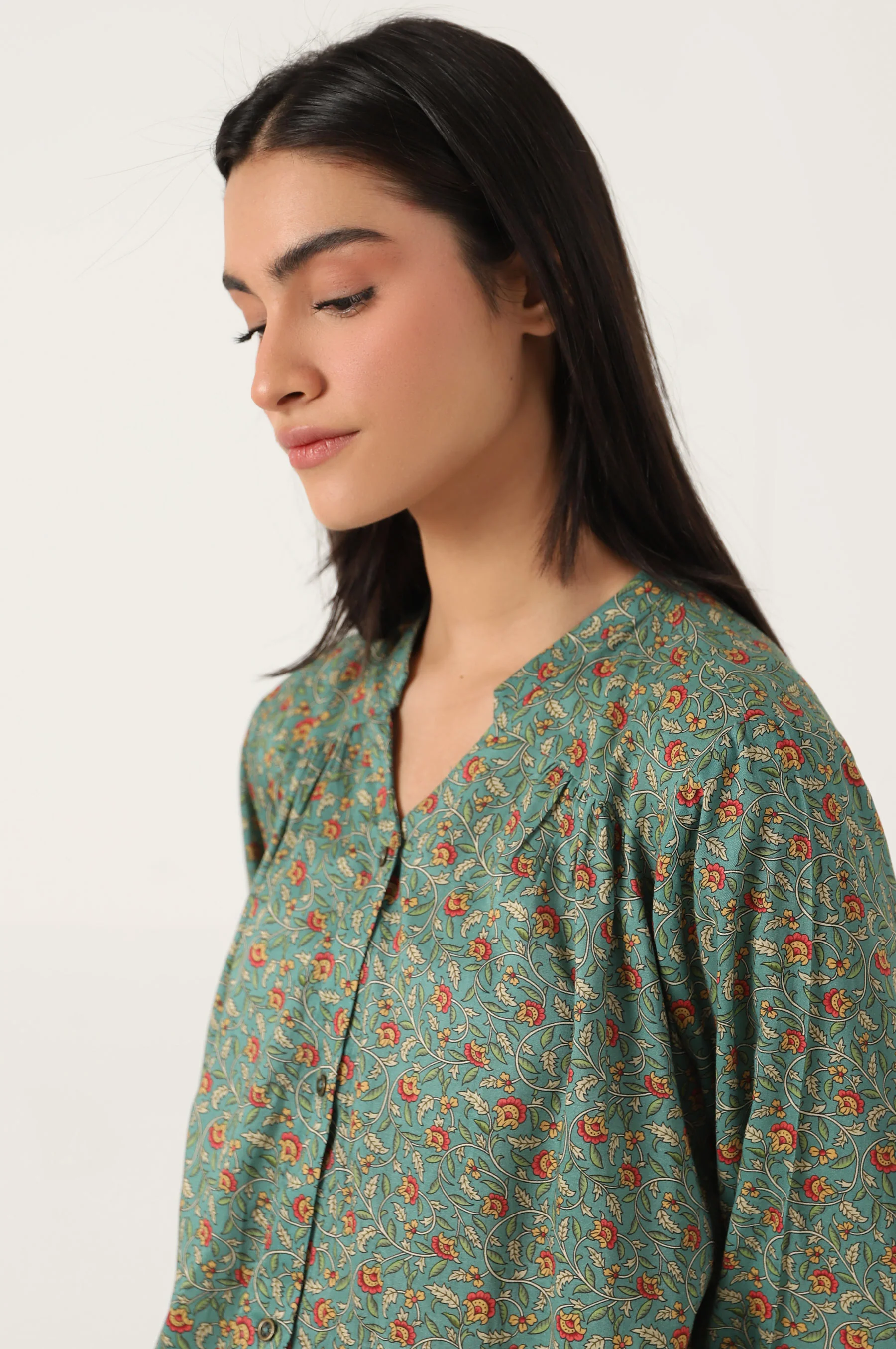 Stitched 1 Piece Tencel Printed Top - Image 5