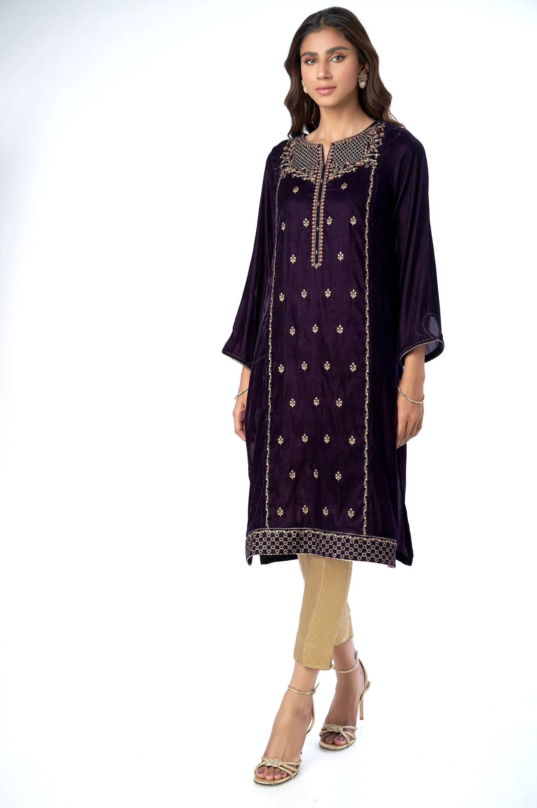Stitched 1 Piece Velvet Embroidered Shirt