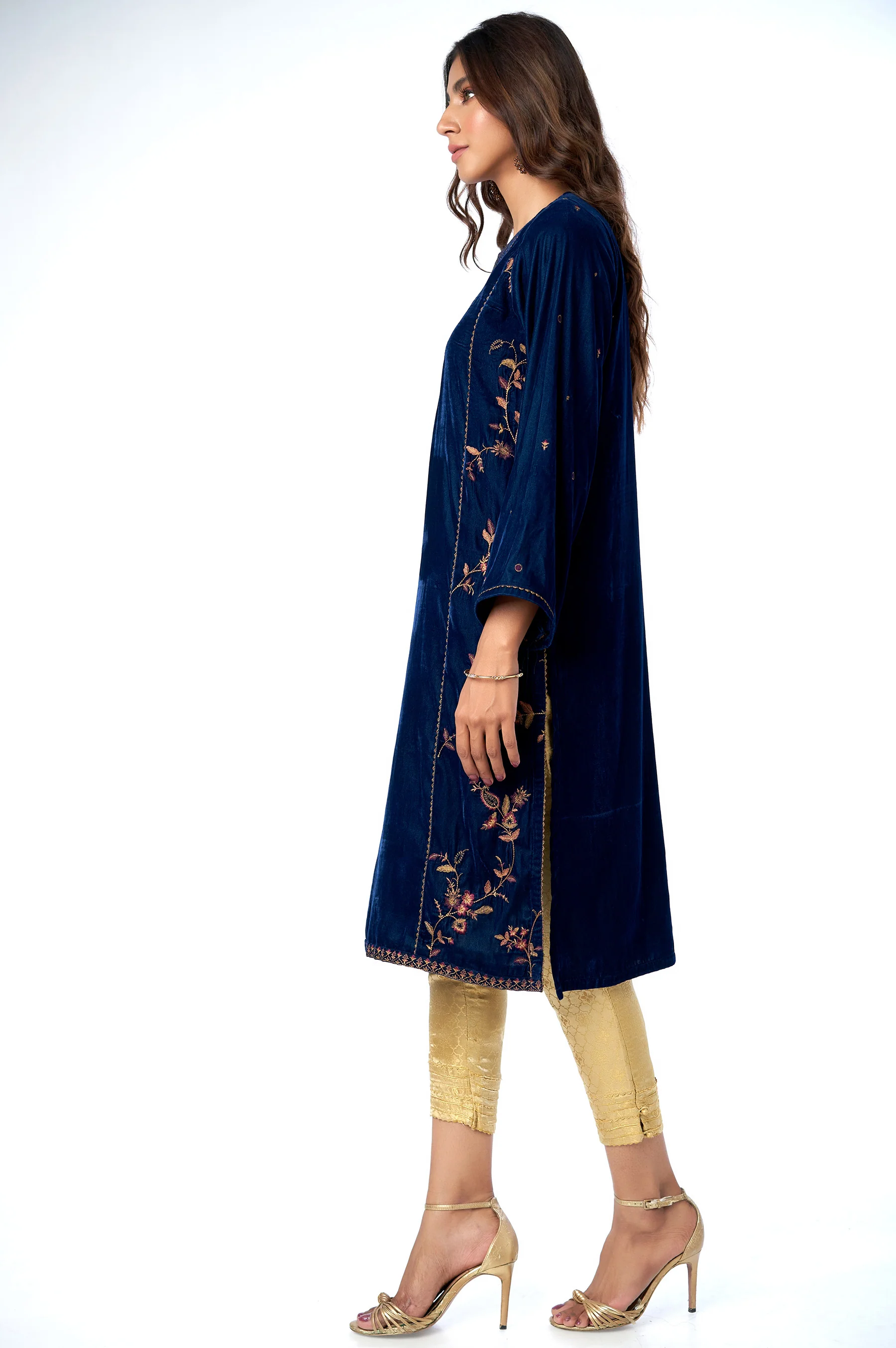Stitched 1 Piece Velvet Embroidered Shirt - Image 2