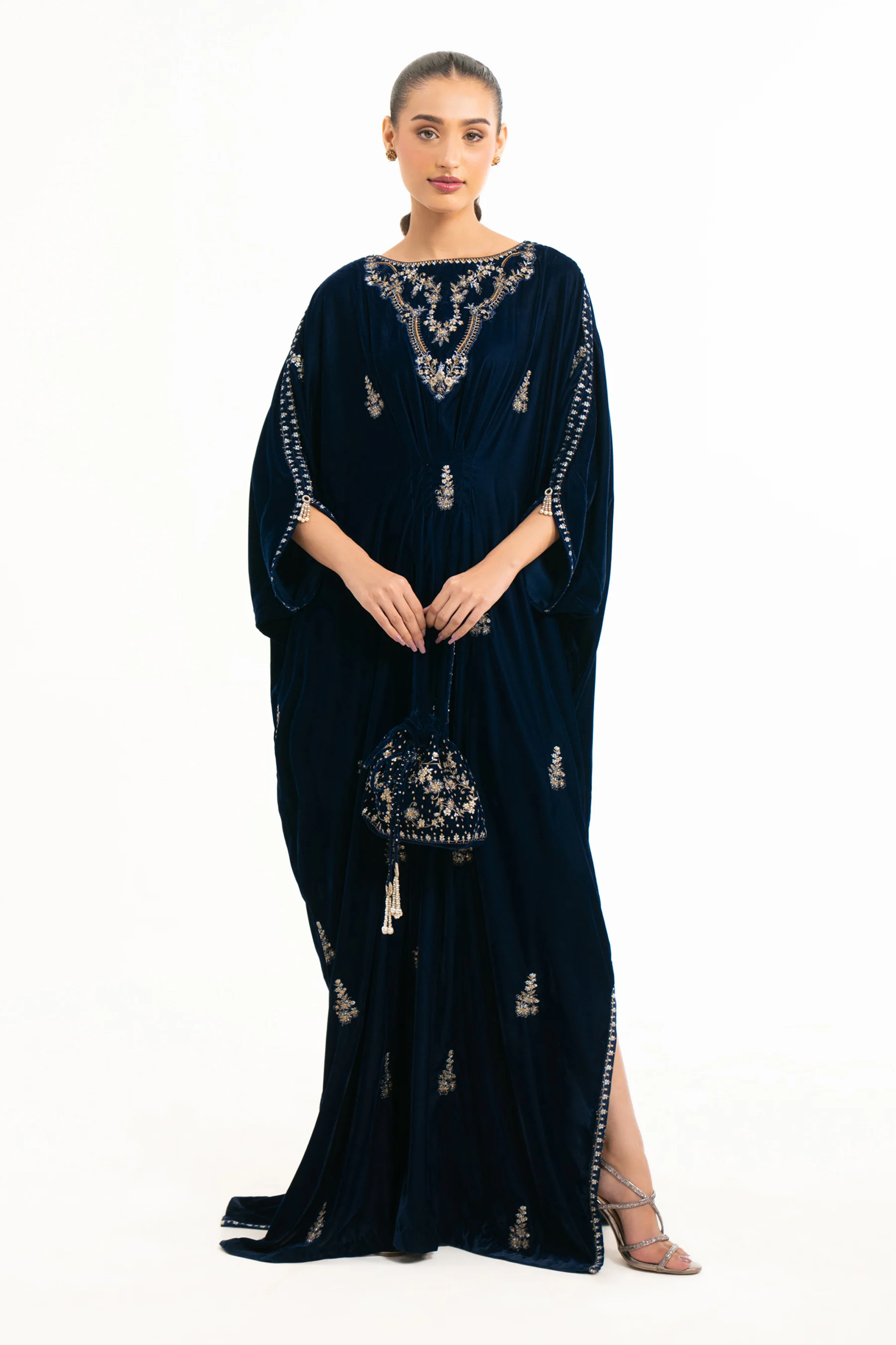 EMBROIDERED VELVET KAFTAN