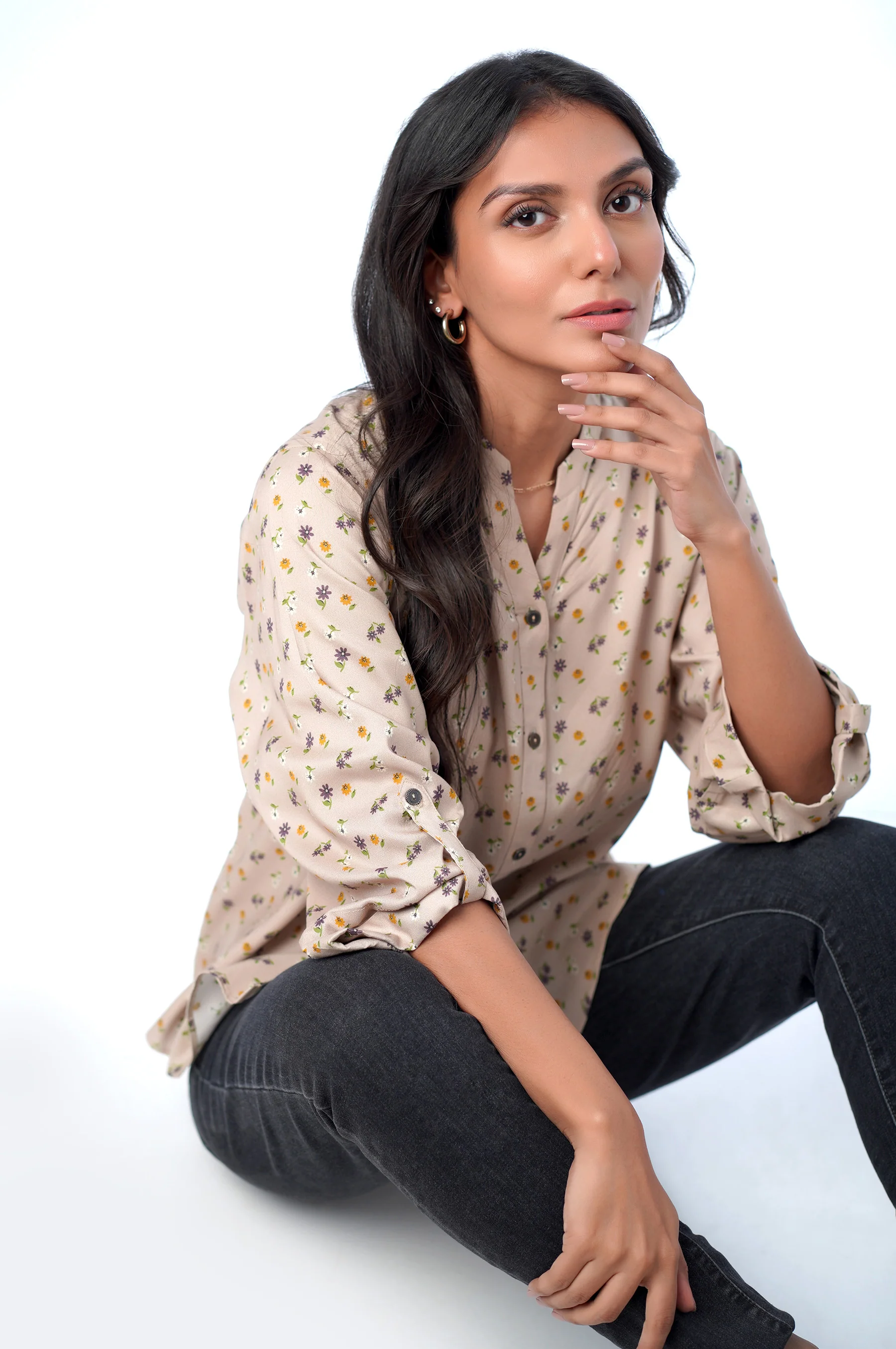 Stitched 1 Piece Western Tencel Printed floral Top - Image 3
