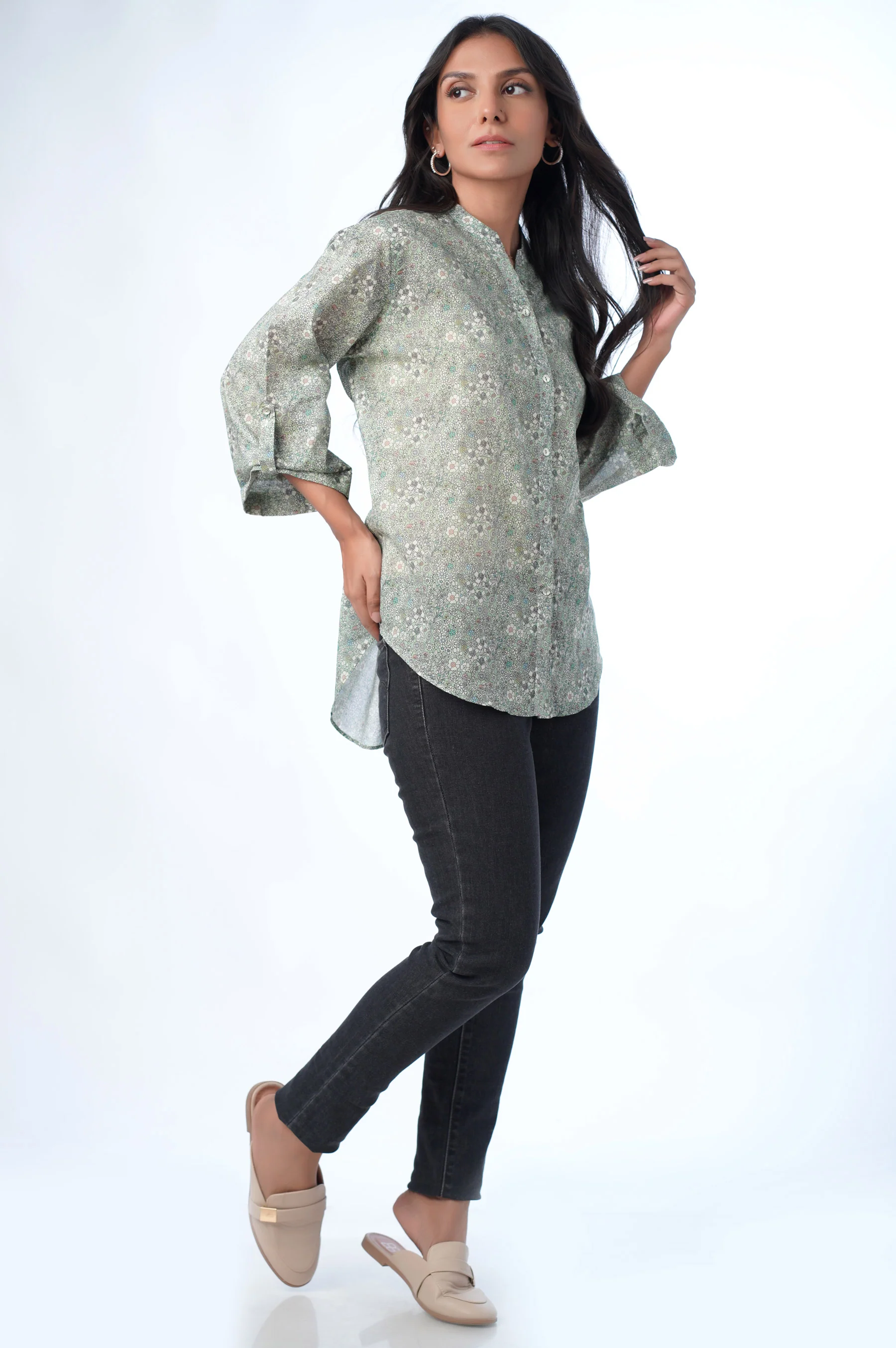 Stitched 1 Piece Western Tencel Printed Top - Image 4