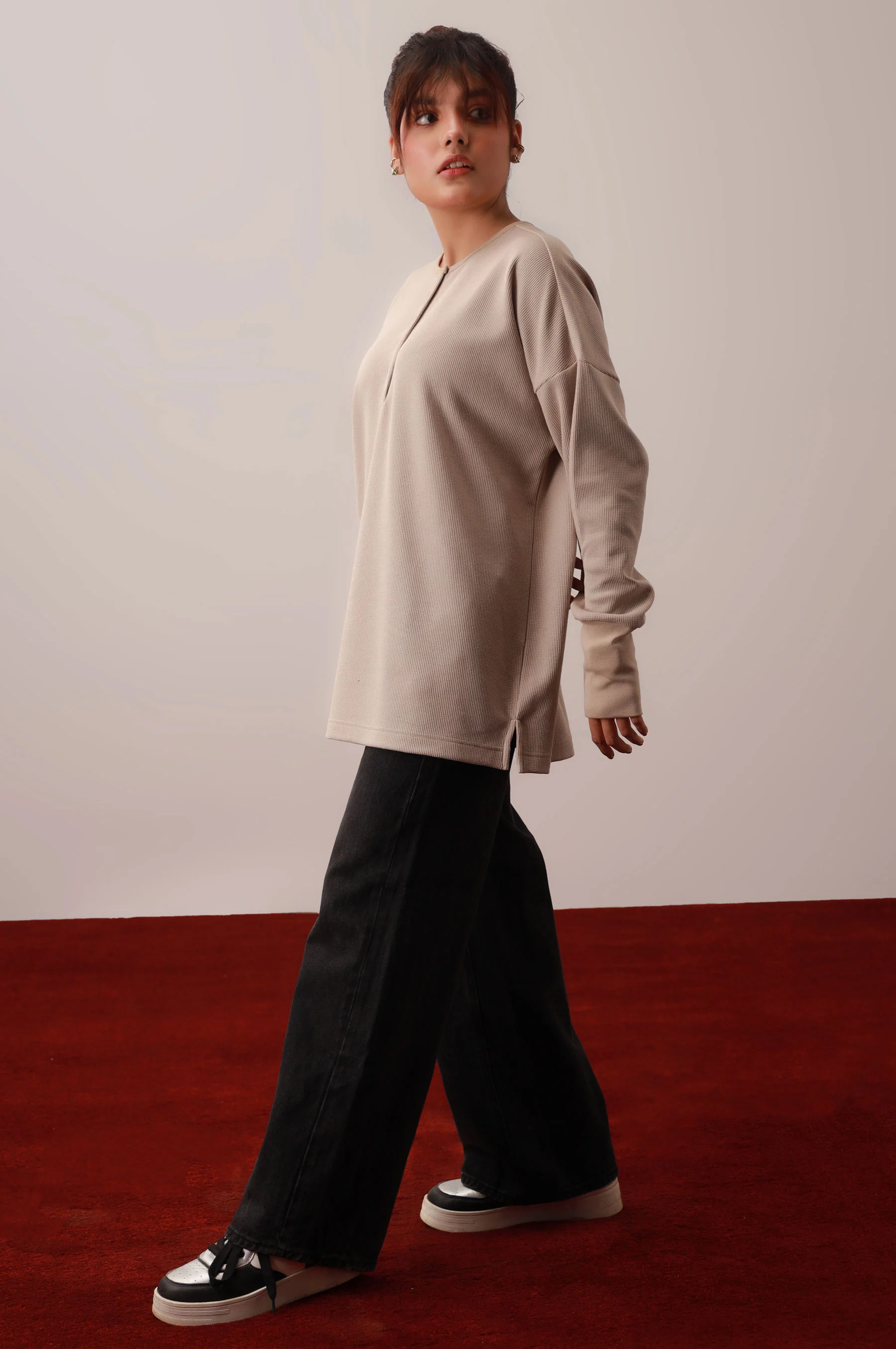 Beige Round Neck Western Top - Image 3