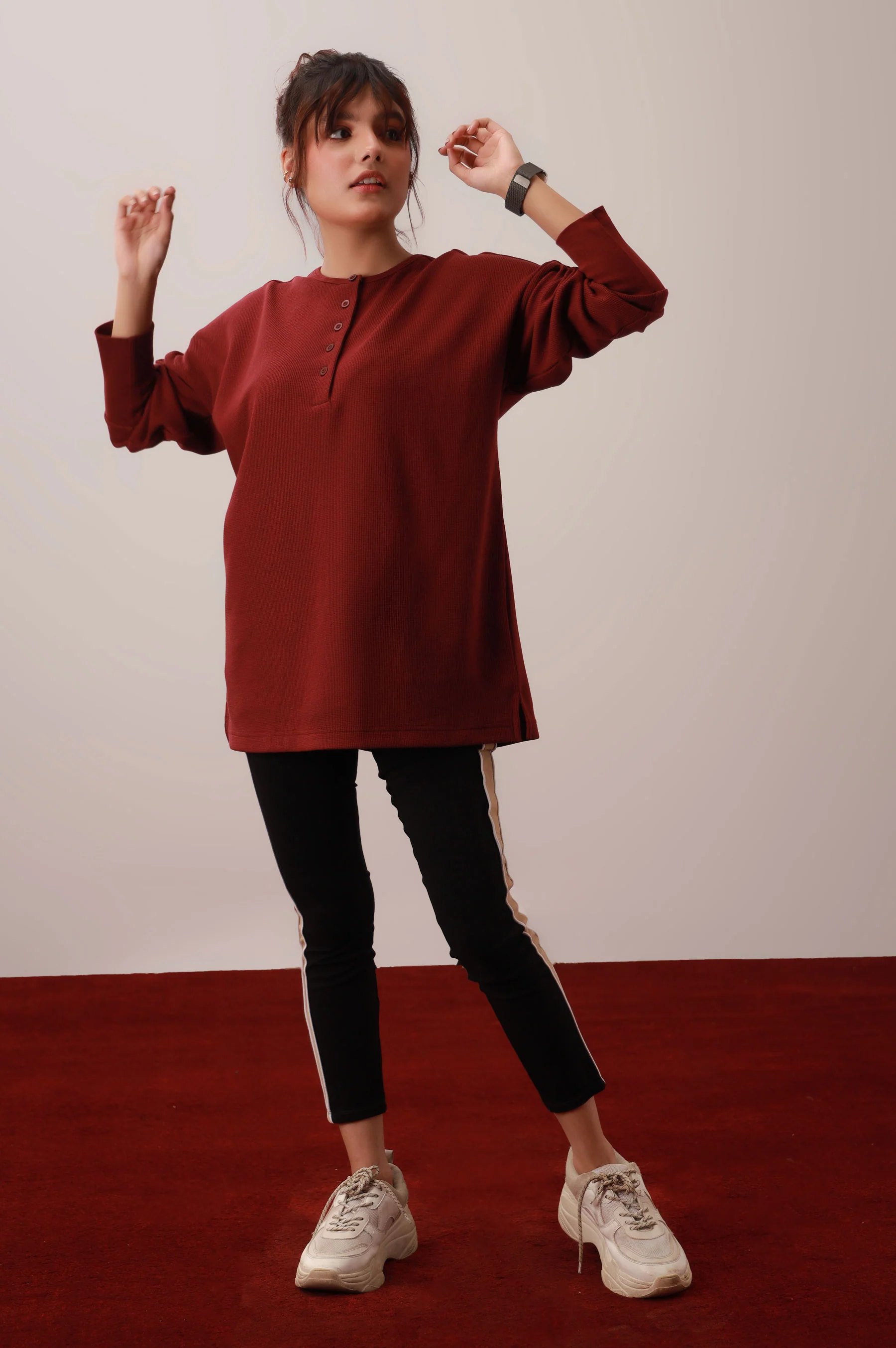 Burgundy Round Neck Western Top - Image 2