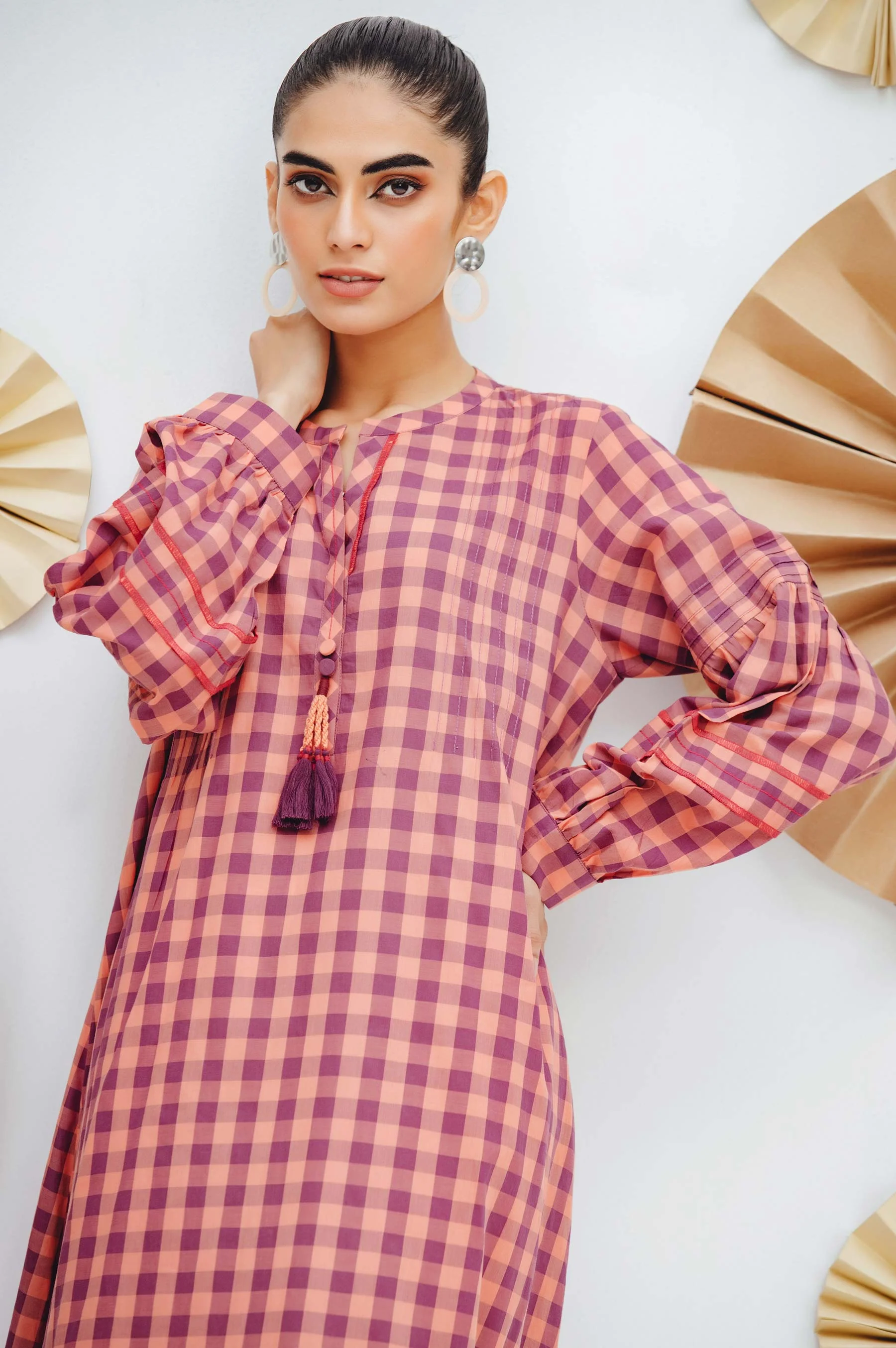Stitched 1 Piece Embellished Yarn Dyed Shirt - Image 3