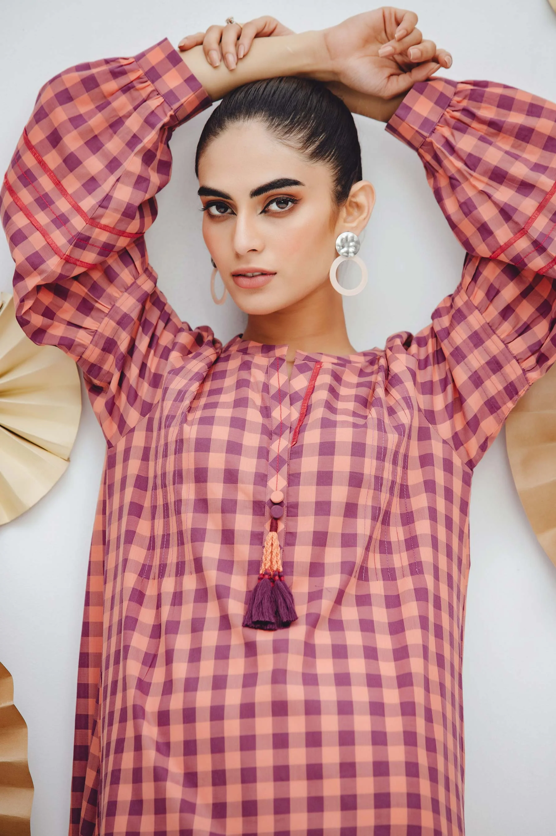 Stitched 1 Piece Embellished Yarn Dyed Shirt - Image 5