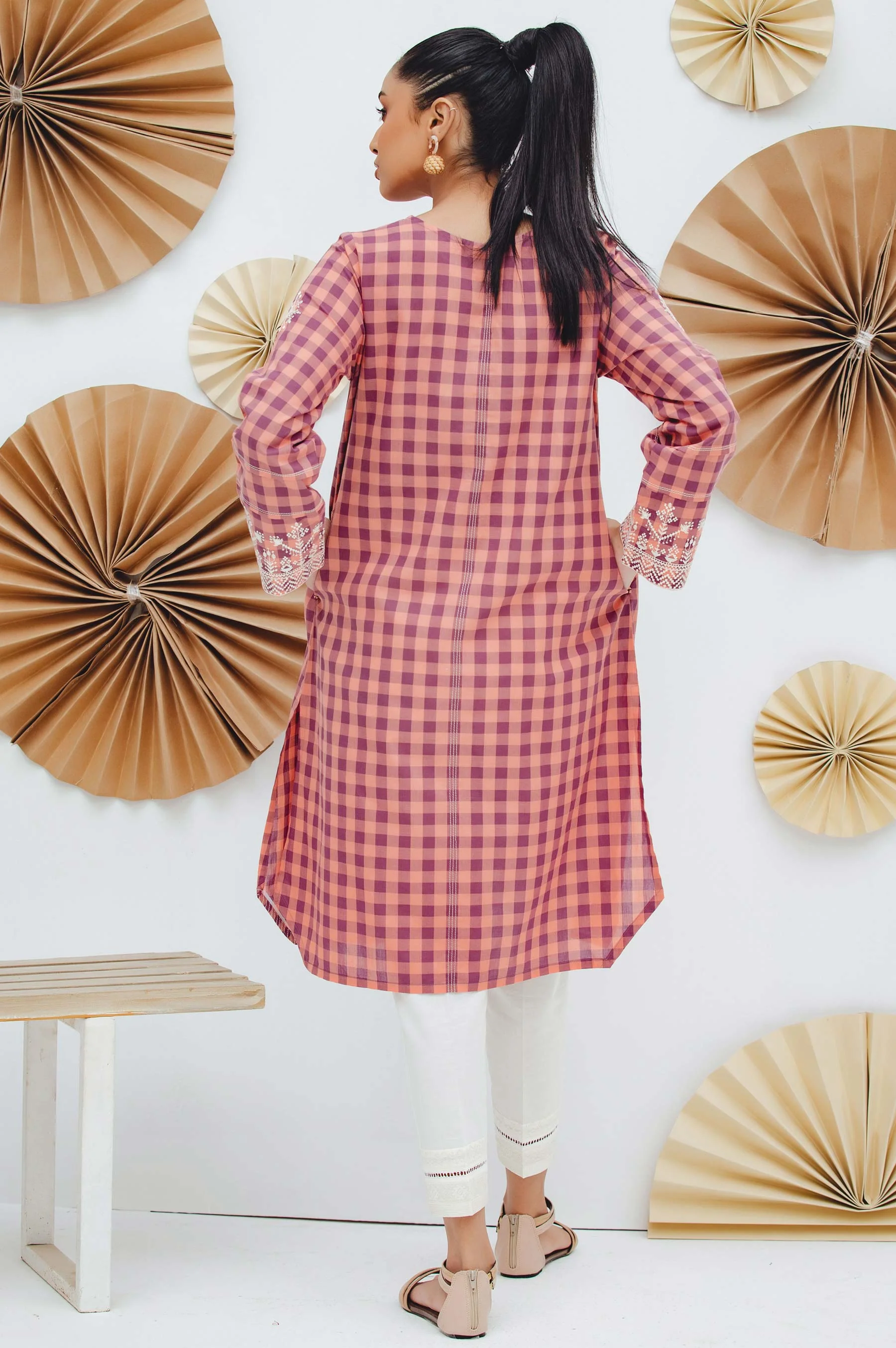 Stitched 1 Piece Embroidered Yarn Dyed Shirt - Image 2
