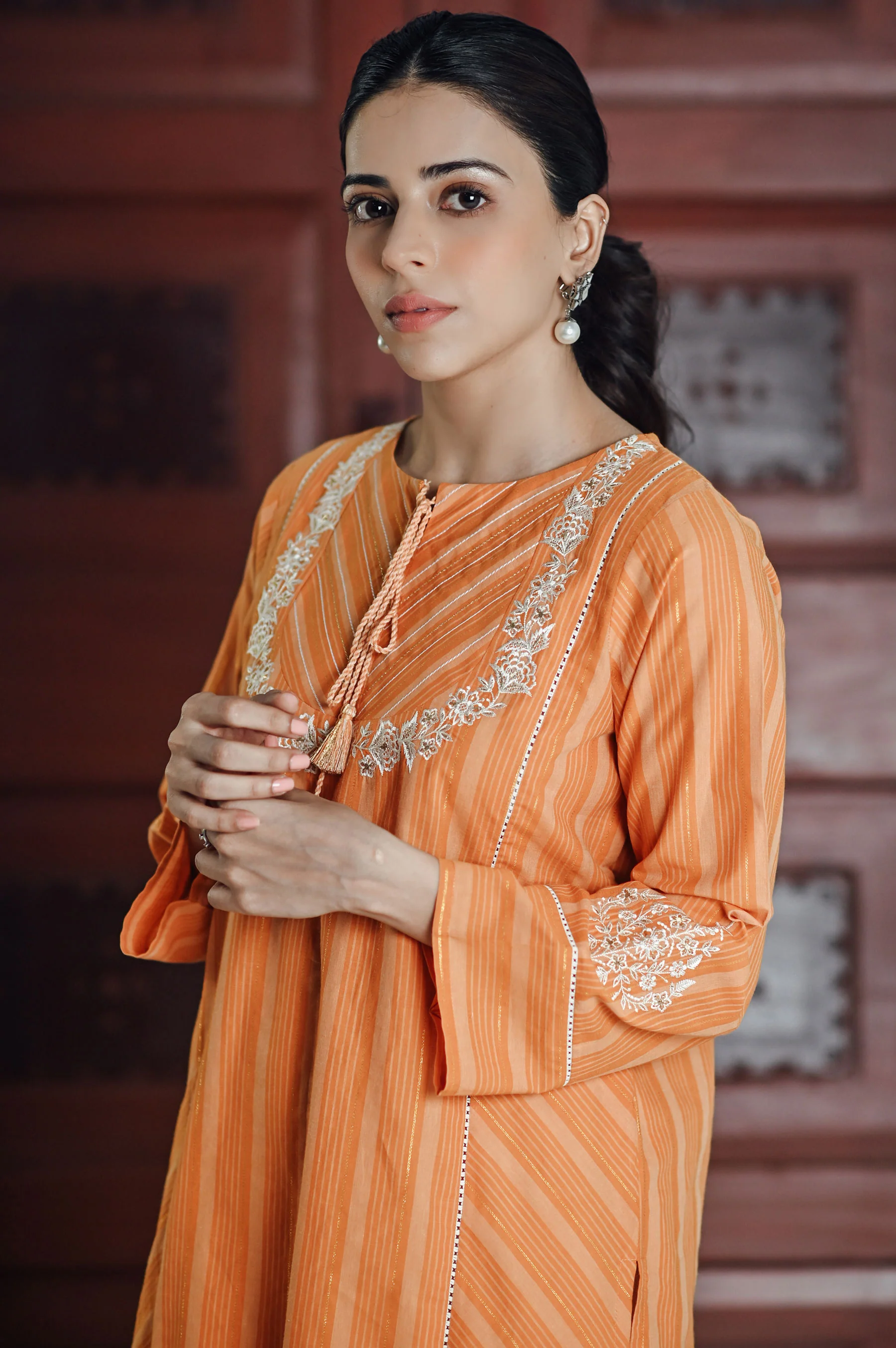 Stitched 1 Piece Yarn Dyed Stripes Shirt - Image 3