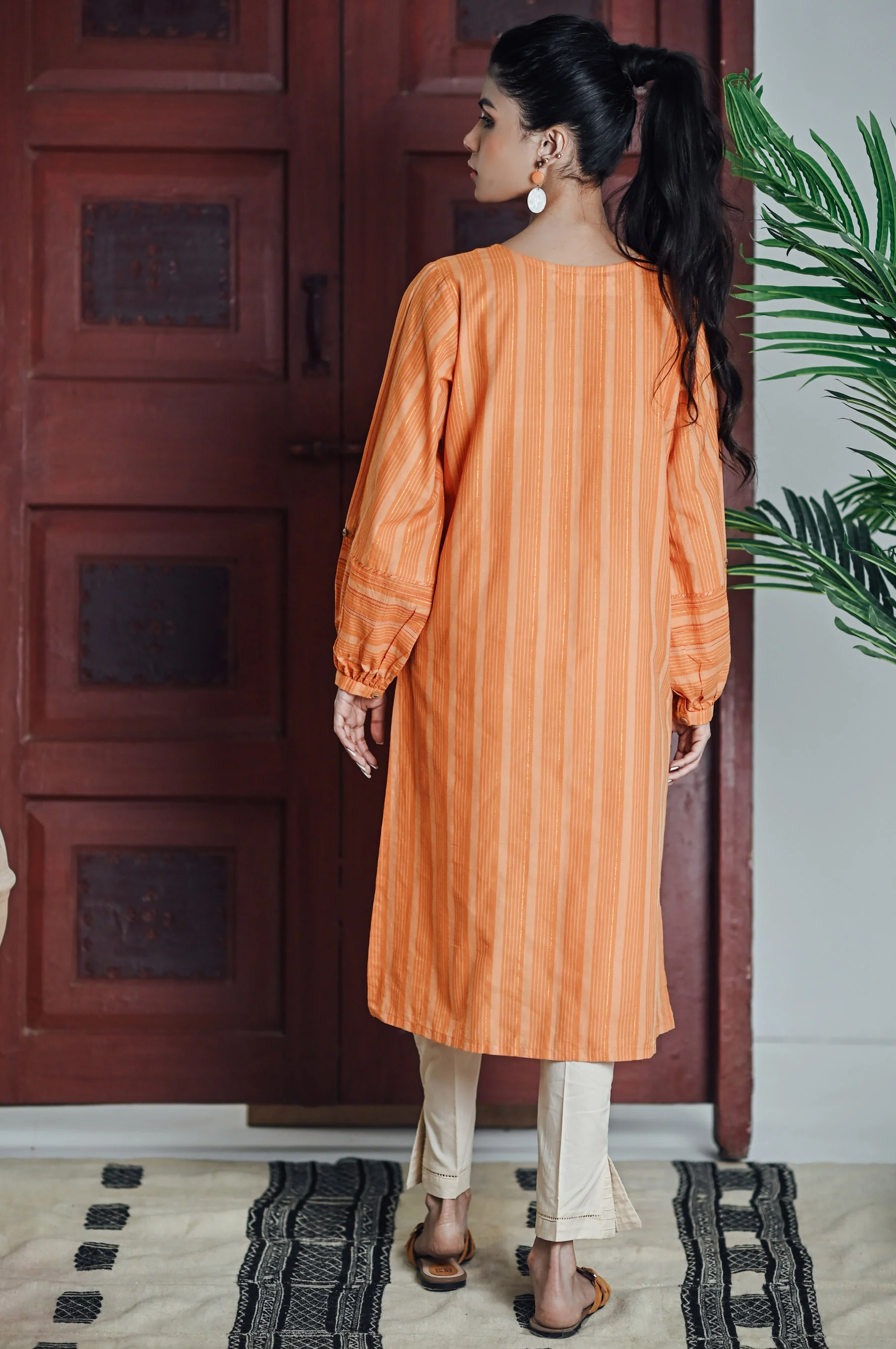 Stitched 1 Piece Yarn Dyed Stripes Top - Image 3