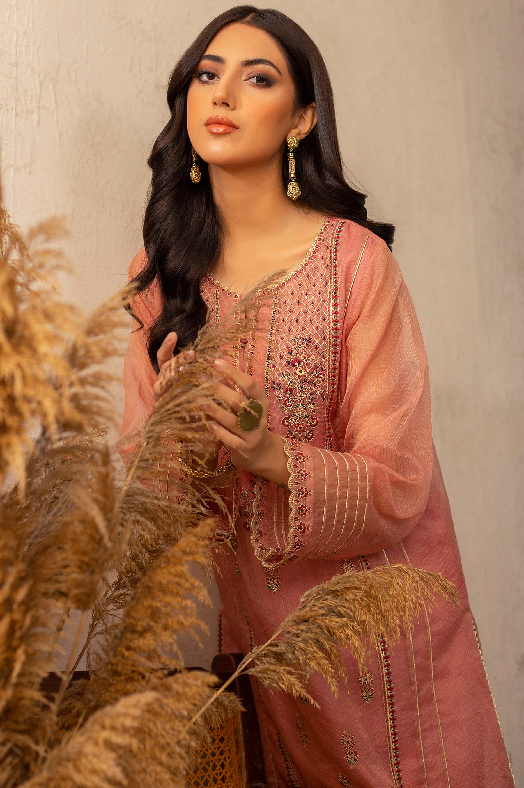 Stitched 1 Piece Zari Organza Embroidered Shirt - Image 4
