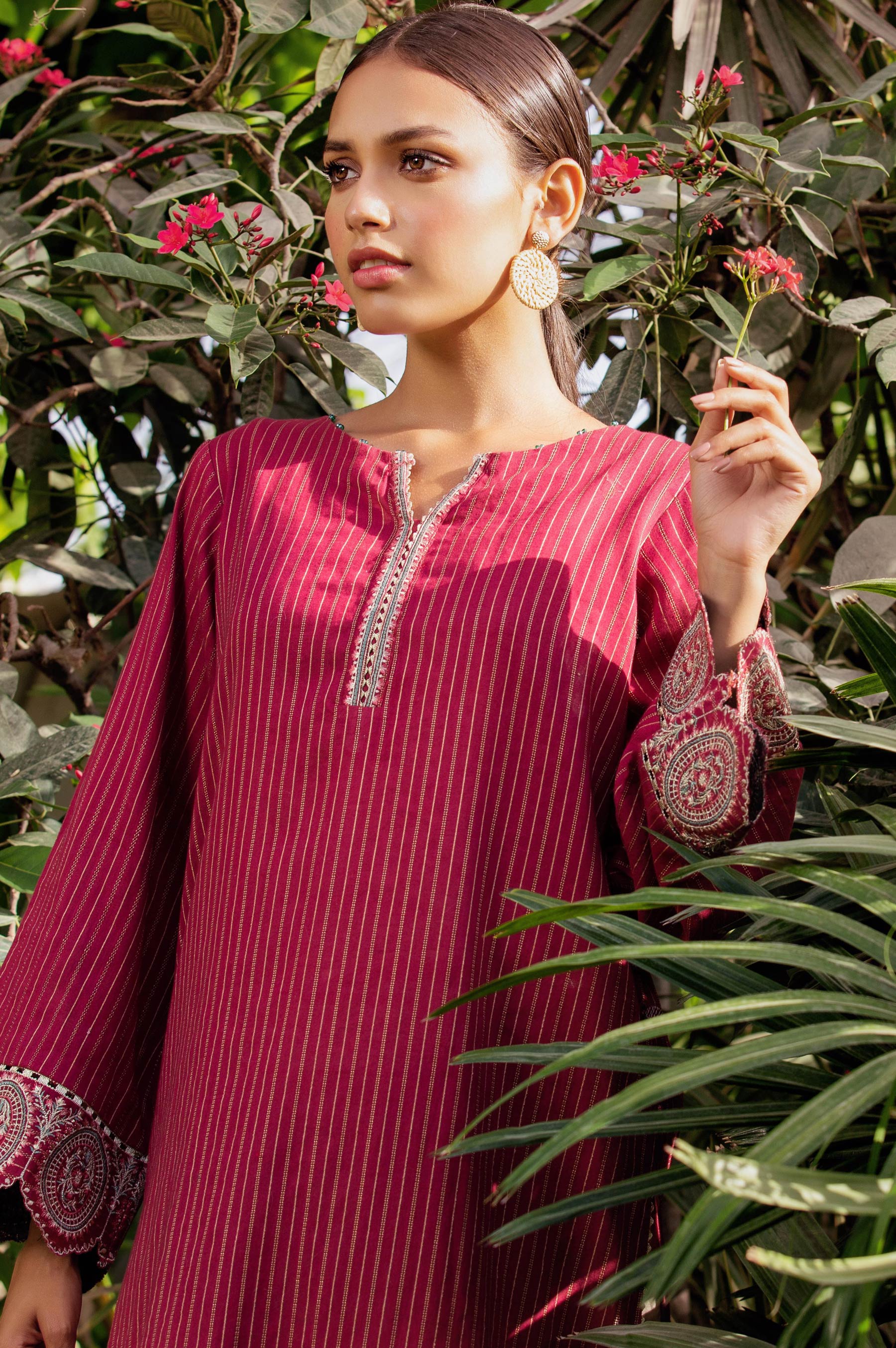 Stitched 1 Piece Embroidered Zari Turkishi Shirt - Image 5