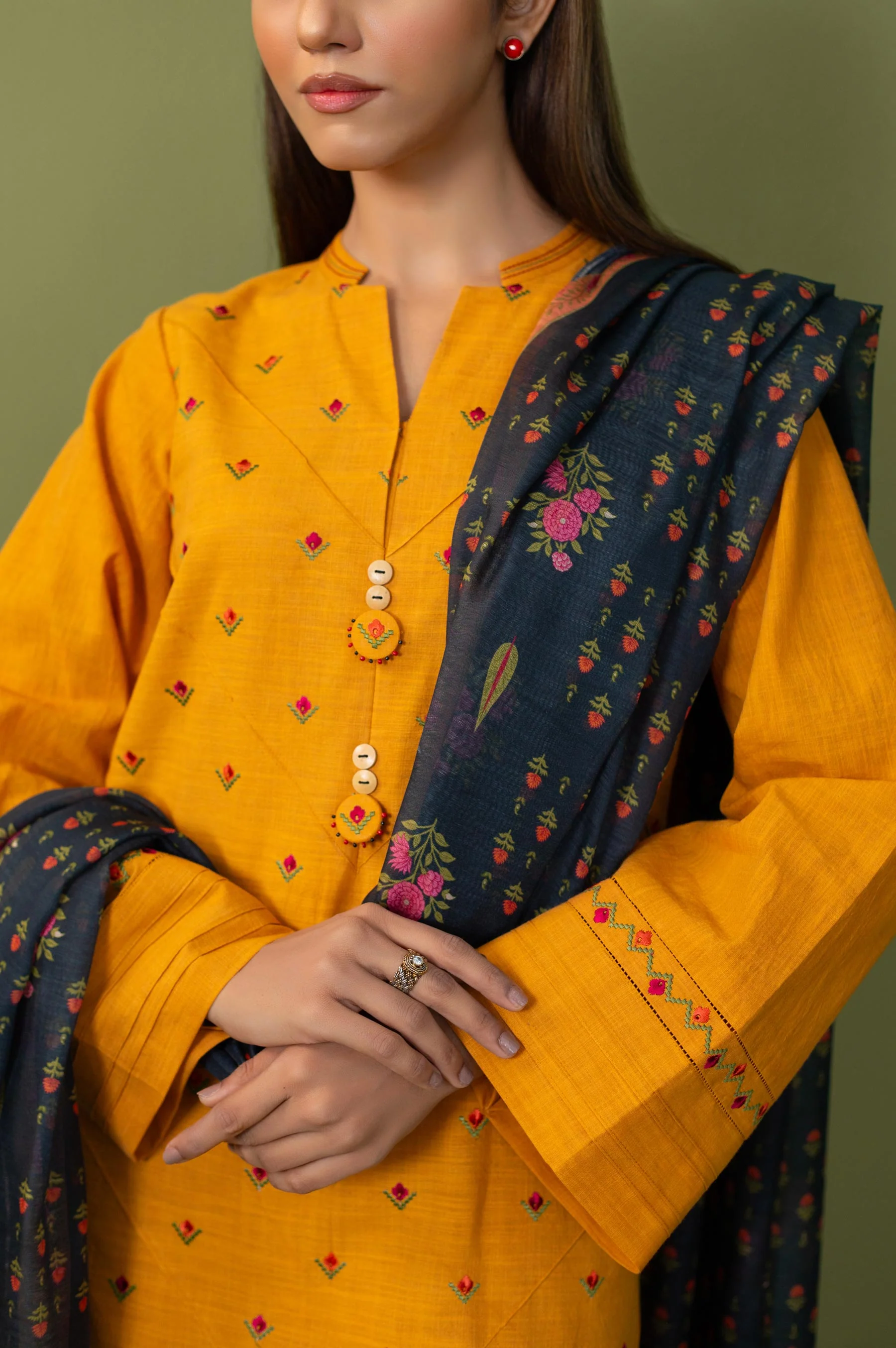 Stitched 2 Piece Both Side Slub Embroidered Suit - Image 6