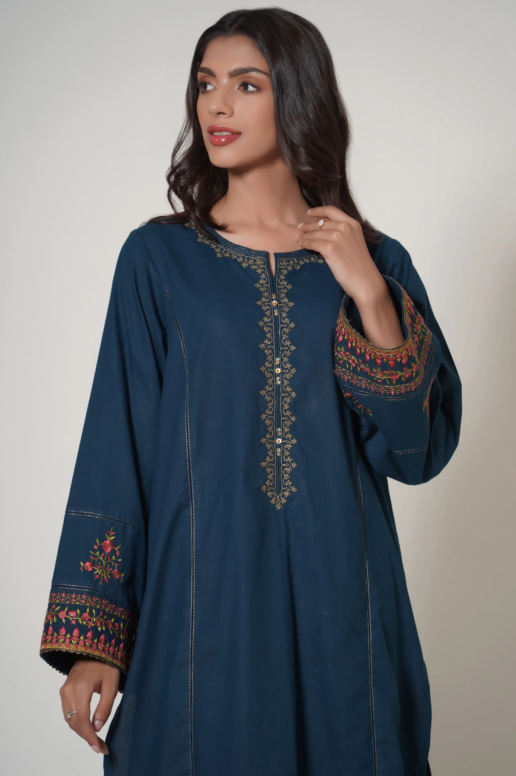 Stitched 2 Piece Embroidered Cambric Suit - Image 3