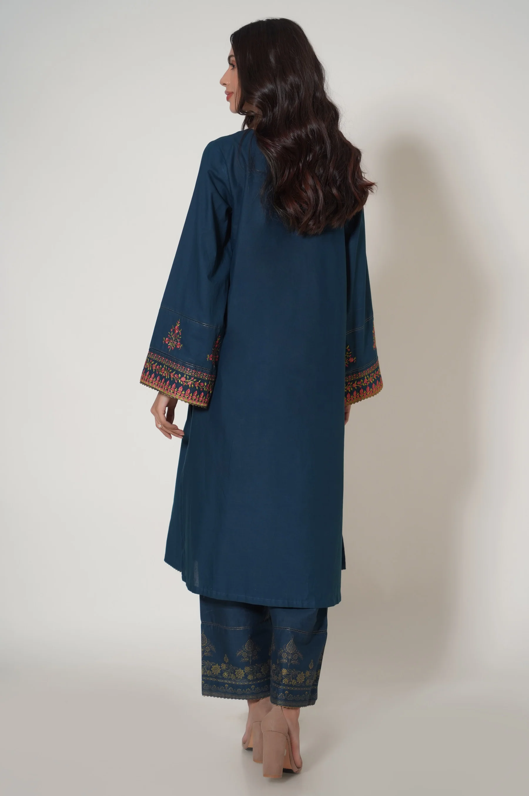 Stitched 2 Piece Embroidered Cambric Suit - Image 4