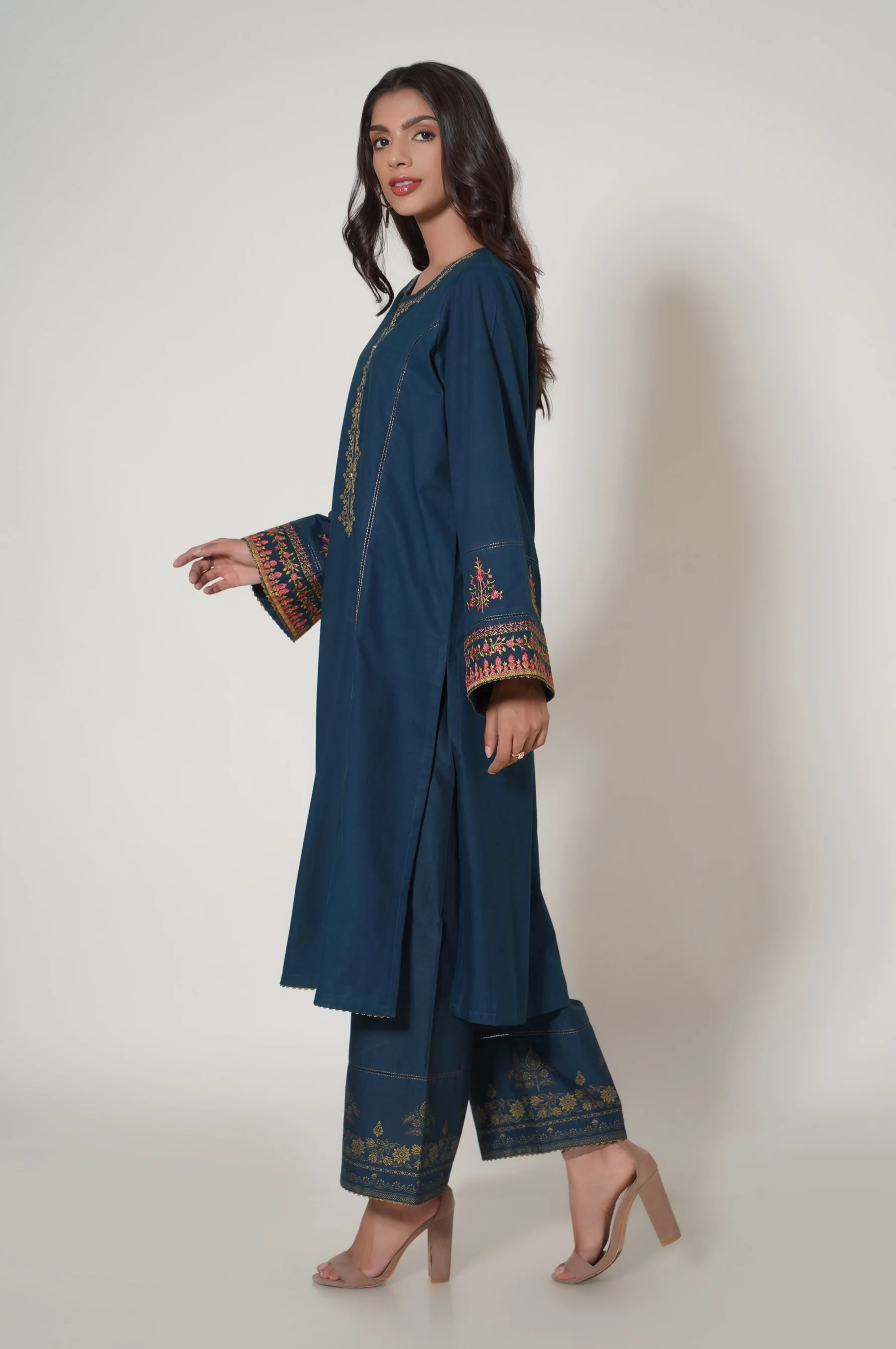Stitched 2 Piece Embroidered Cambric Suit - Image 5