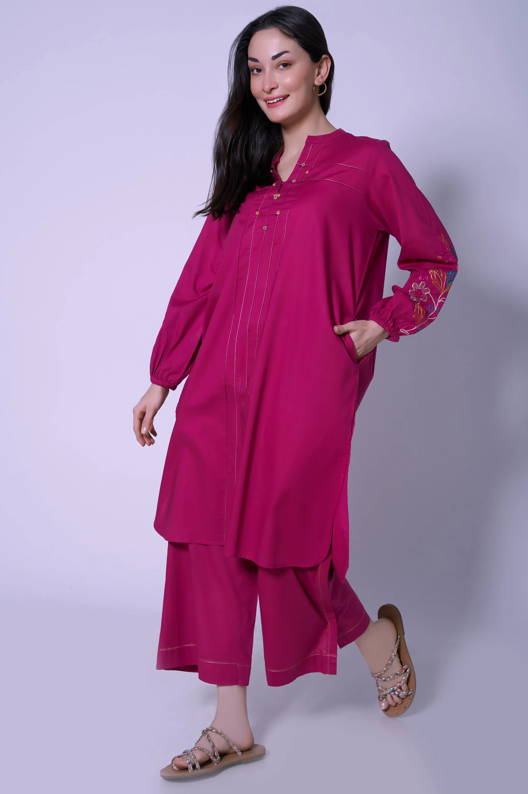 Stitched 2 Piece Cambric Suit - Image 2