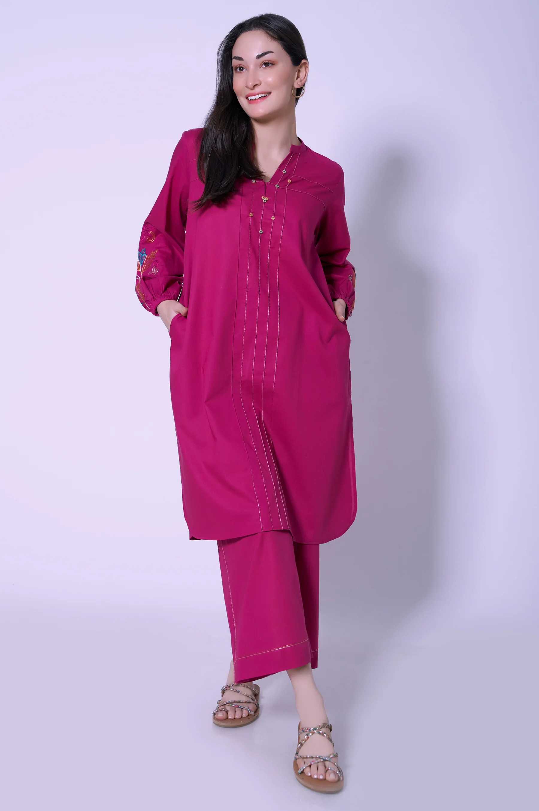 Stitched 2 Piece Cambric Suit - Image 3