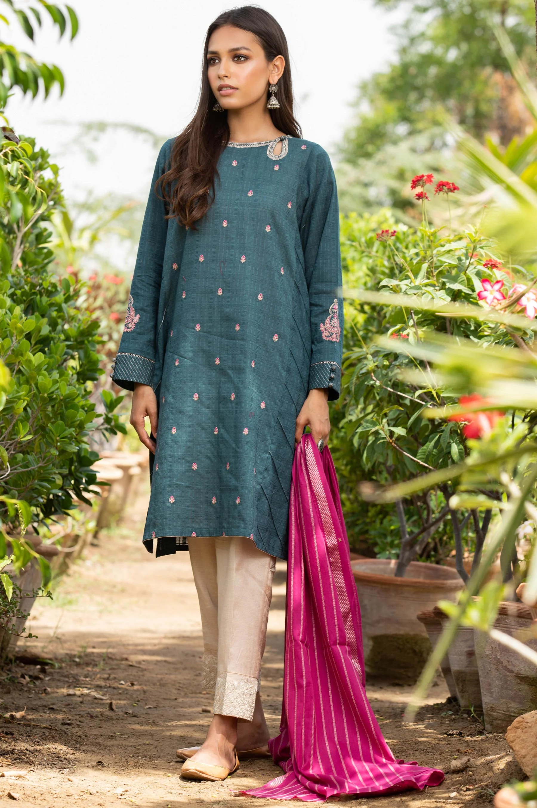 Stitched 2 Piece Chikan Turkishi Suit - Image 2
