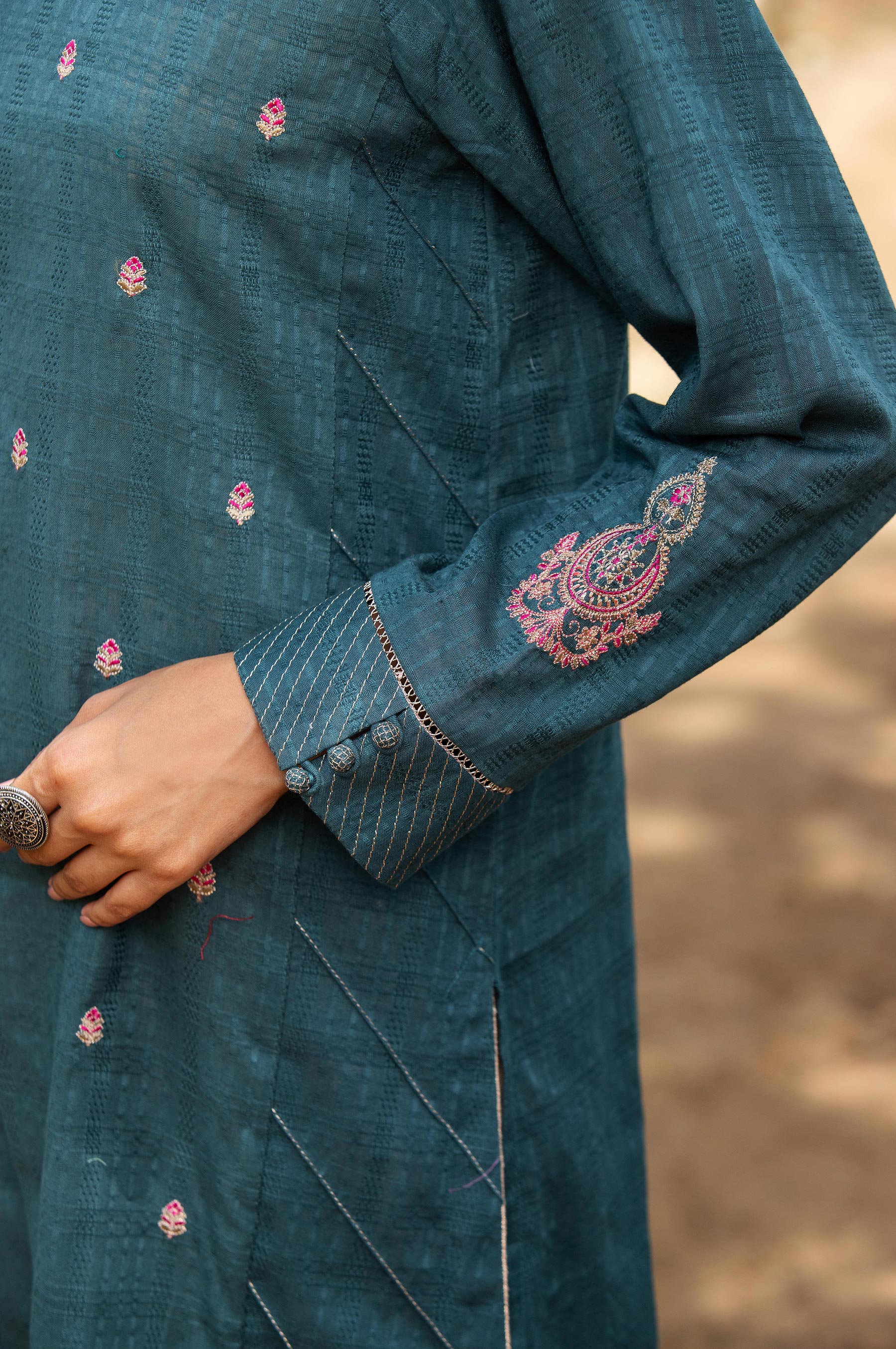 Stitched 2 Piece Chikan Turkishi Suit - Image 4