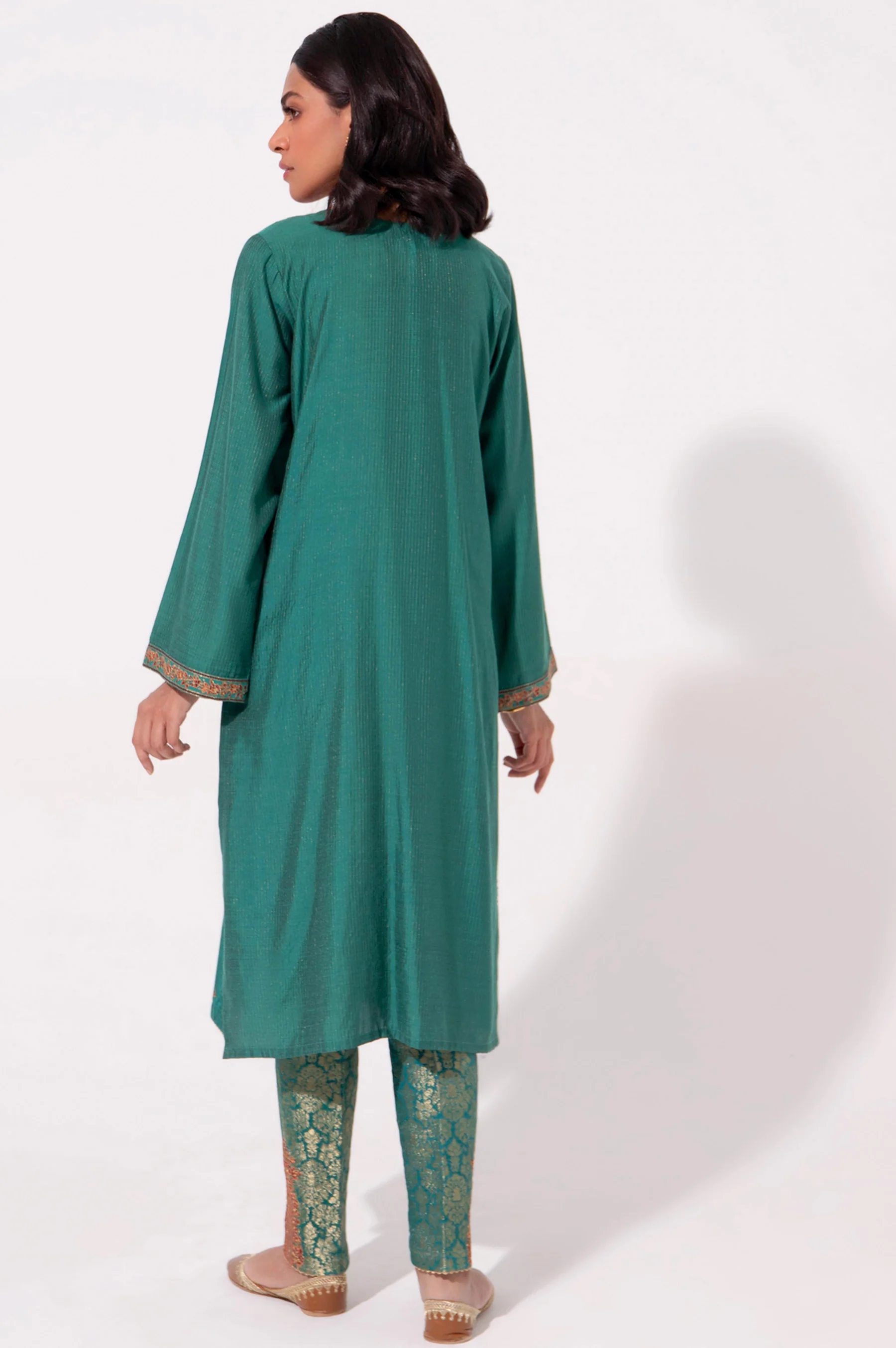 Stitched 2 Piece Cotton Silk Embroidered Suit. - Image 2