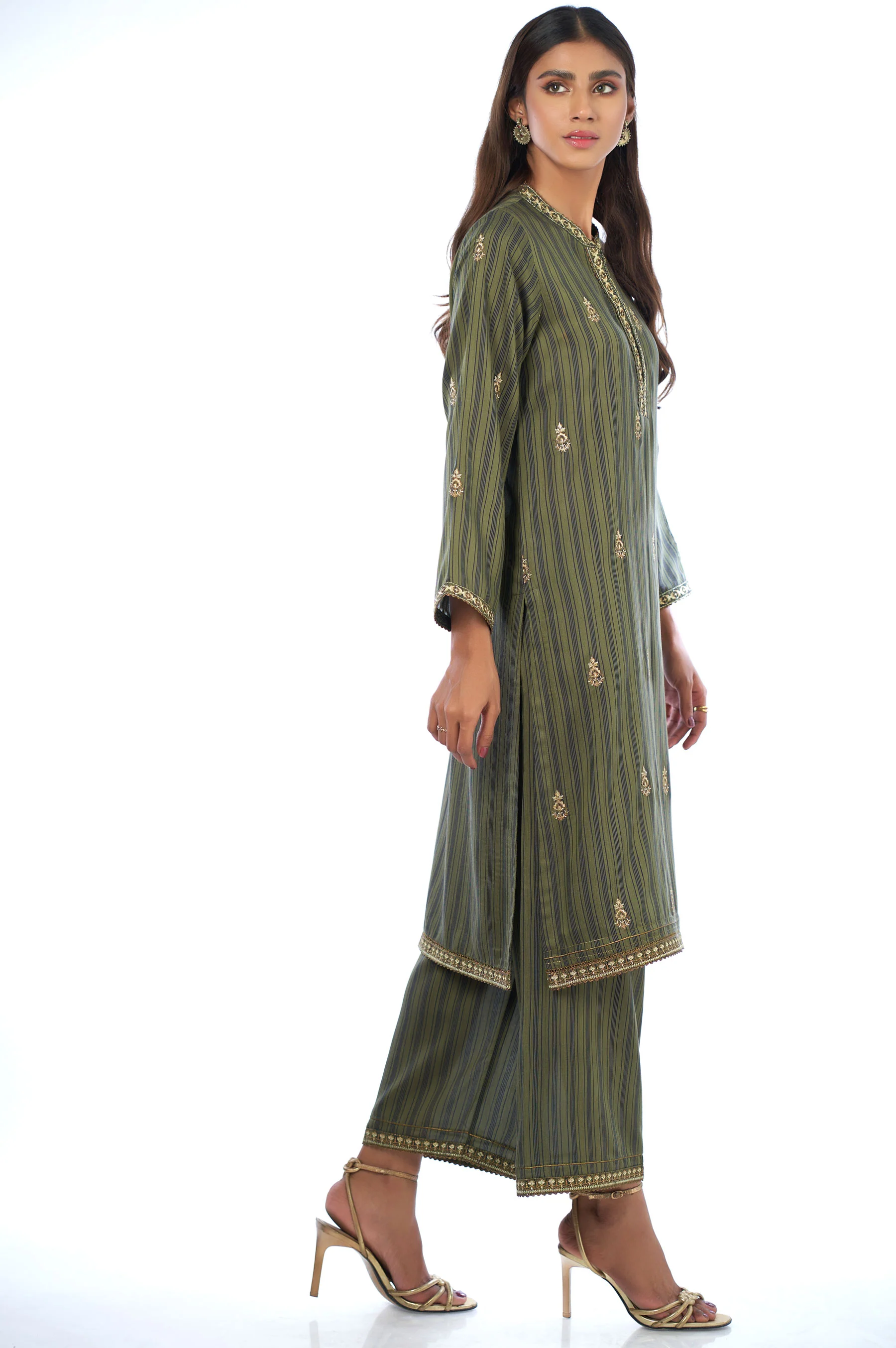 Stitched 2 Piece Cotton Silk Embroidered Outift - Image 3