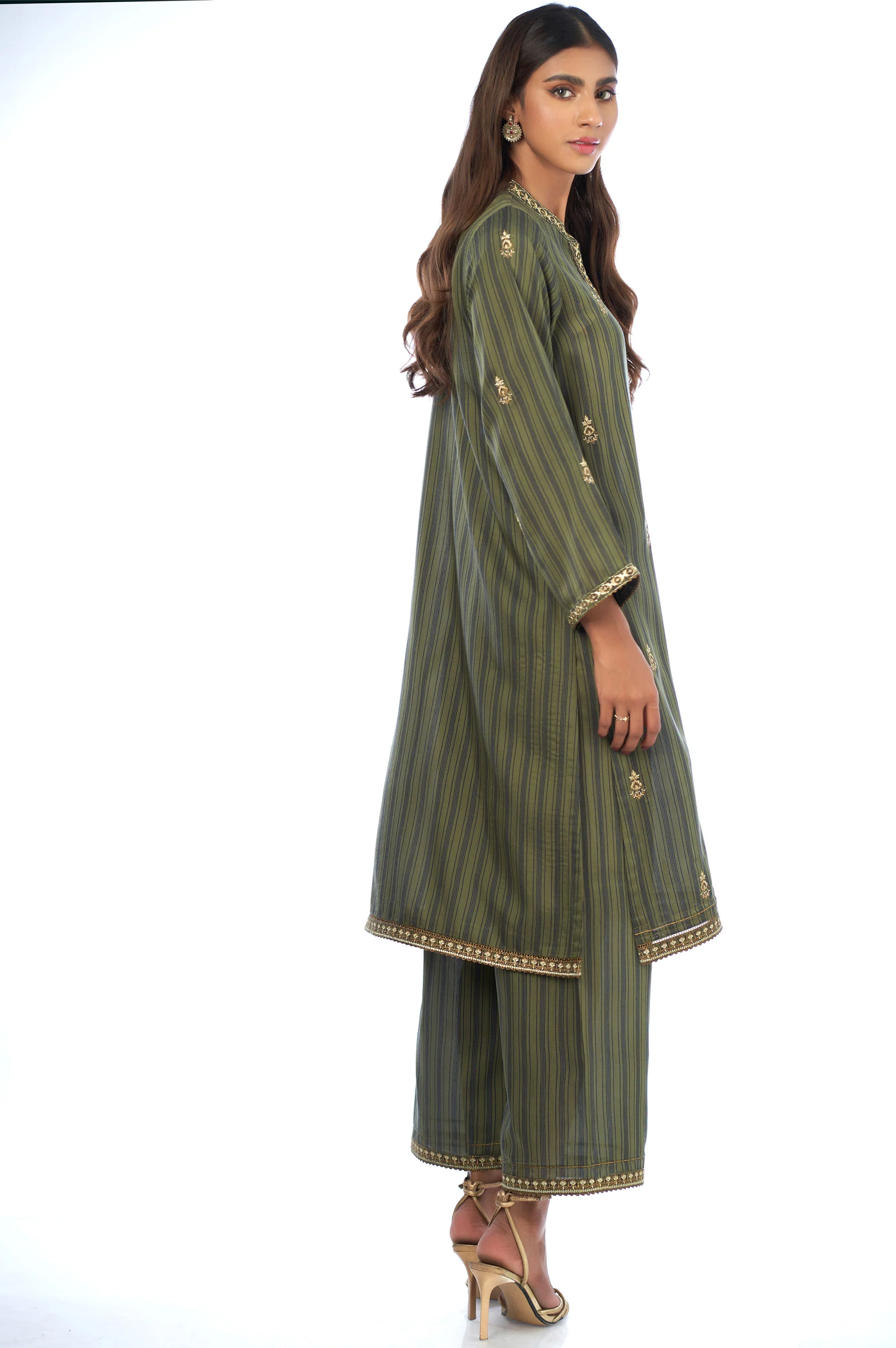 Stitched 2 Piece Cotton Silk Embroidered Outift - Image 4