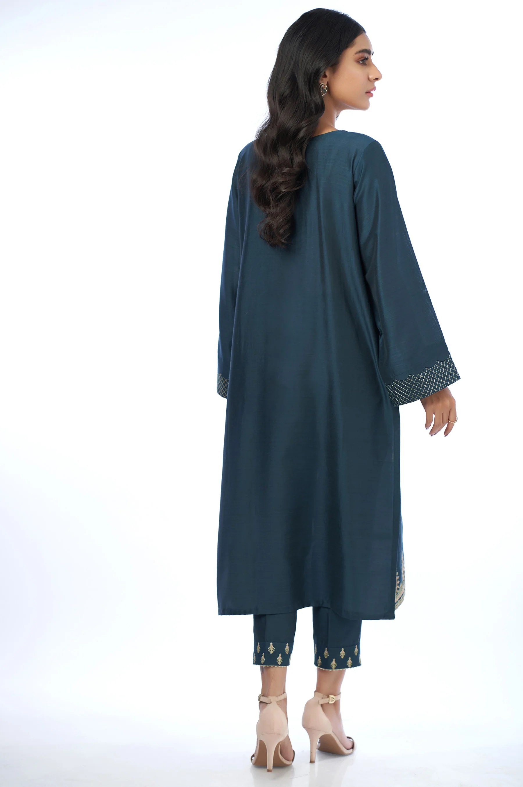 Stitched 2 Piece Cotton Silk Embroidered Outfit - Image 2