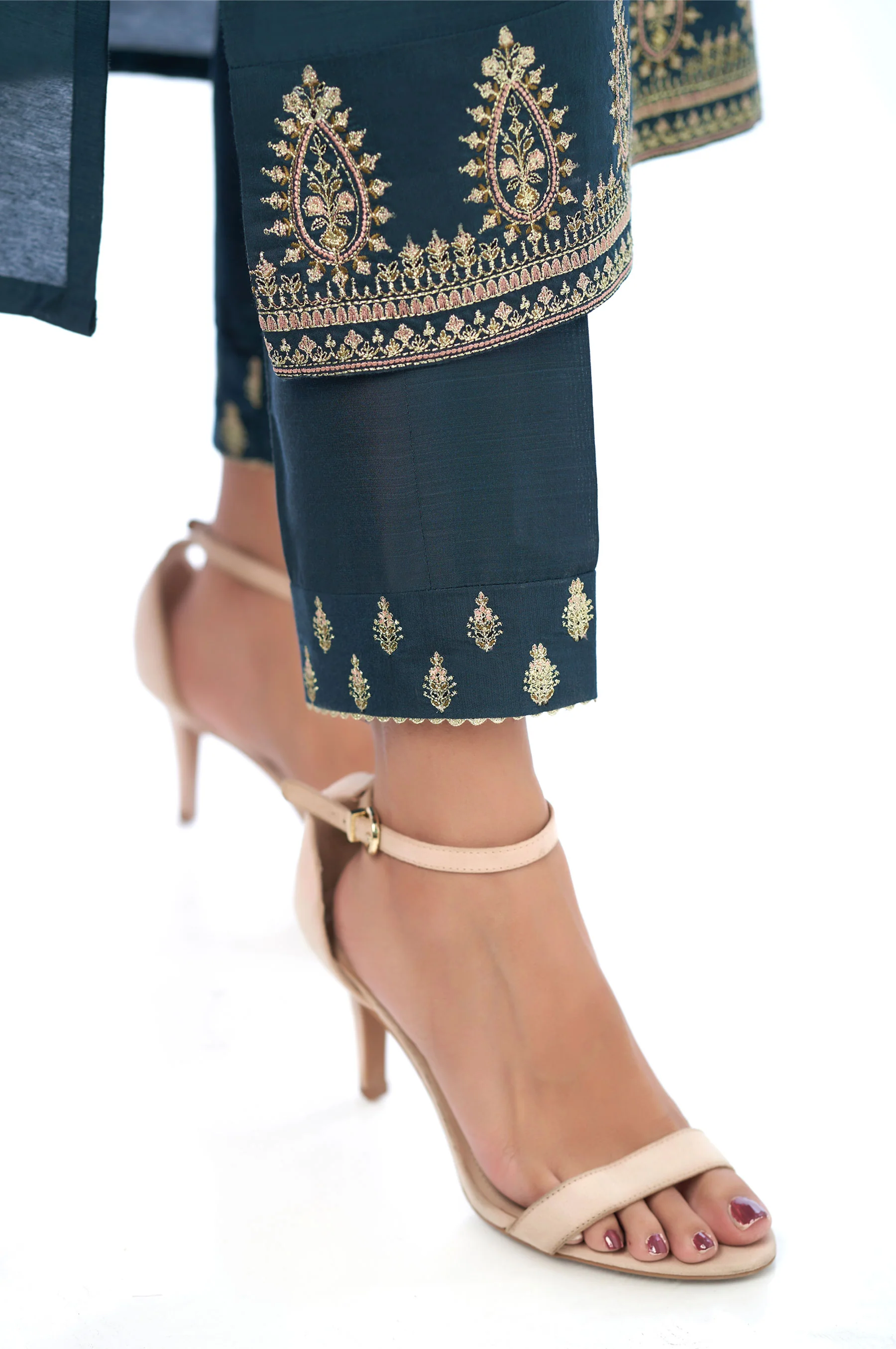 Stitched 2 Piece Cotton Silk Embroidered Outfit - Image 6
