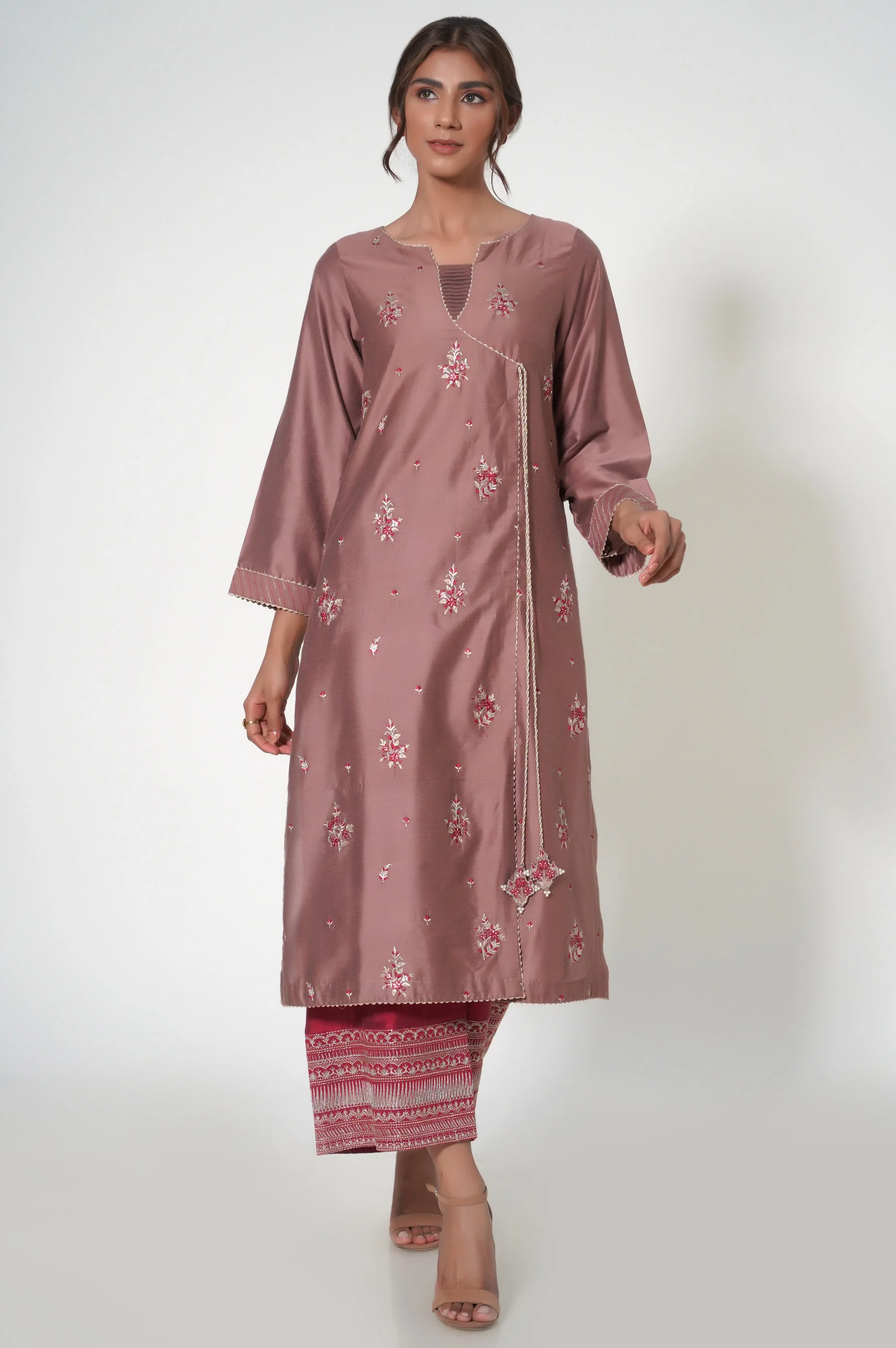 Stitched 2 Piece Cotton Silk Embroidered Outfit - Image 3
