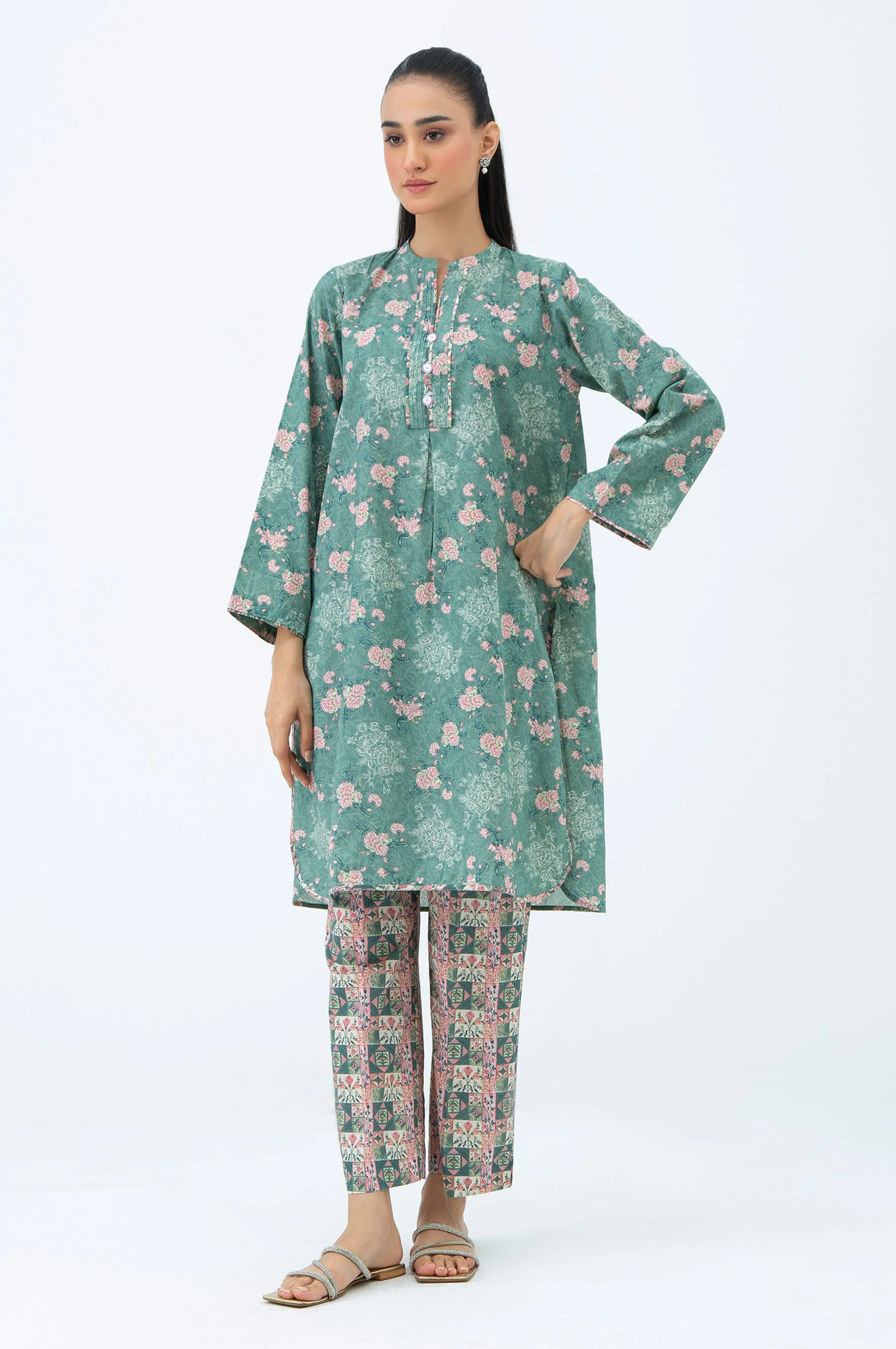 STITCHED PRINTED SHIRT BOTTOM