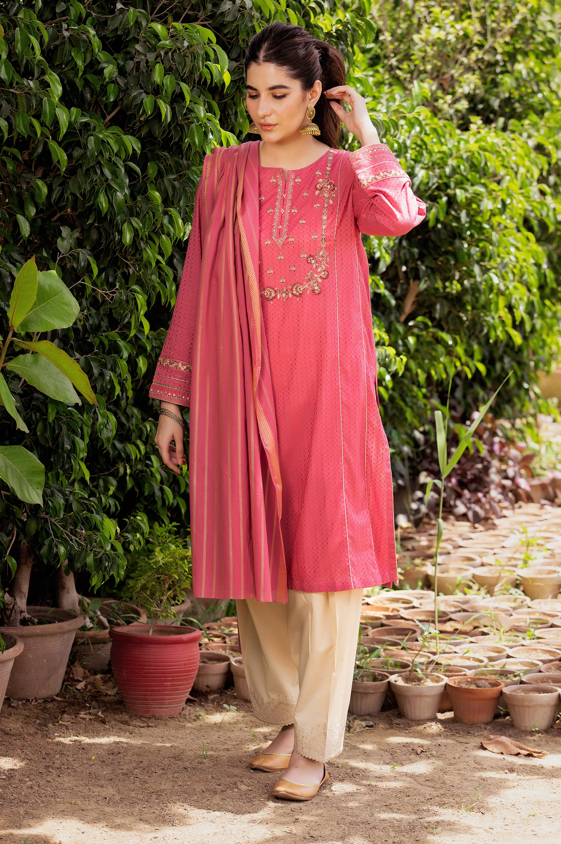 Stitched 2 Piece Embroidered Dobby Suit