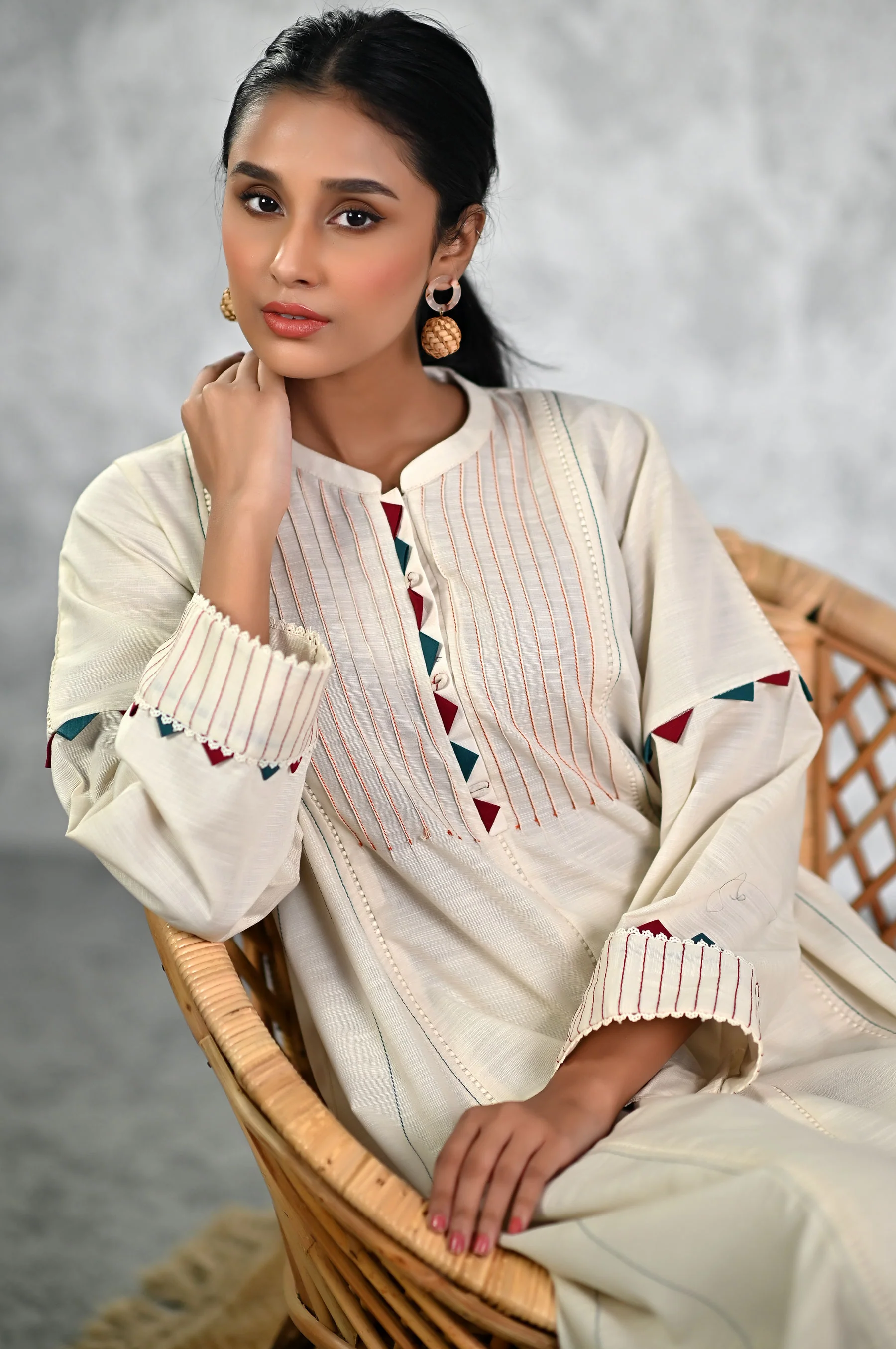Stitched 2 Piece Embellished Khaddar Suit - Image 3