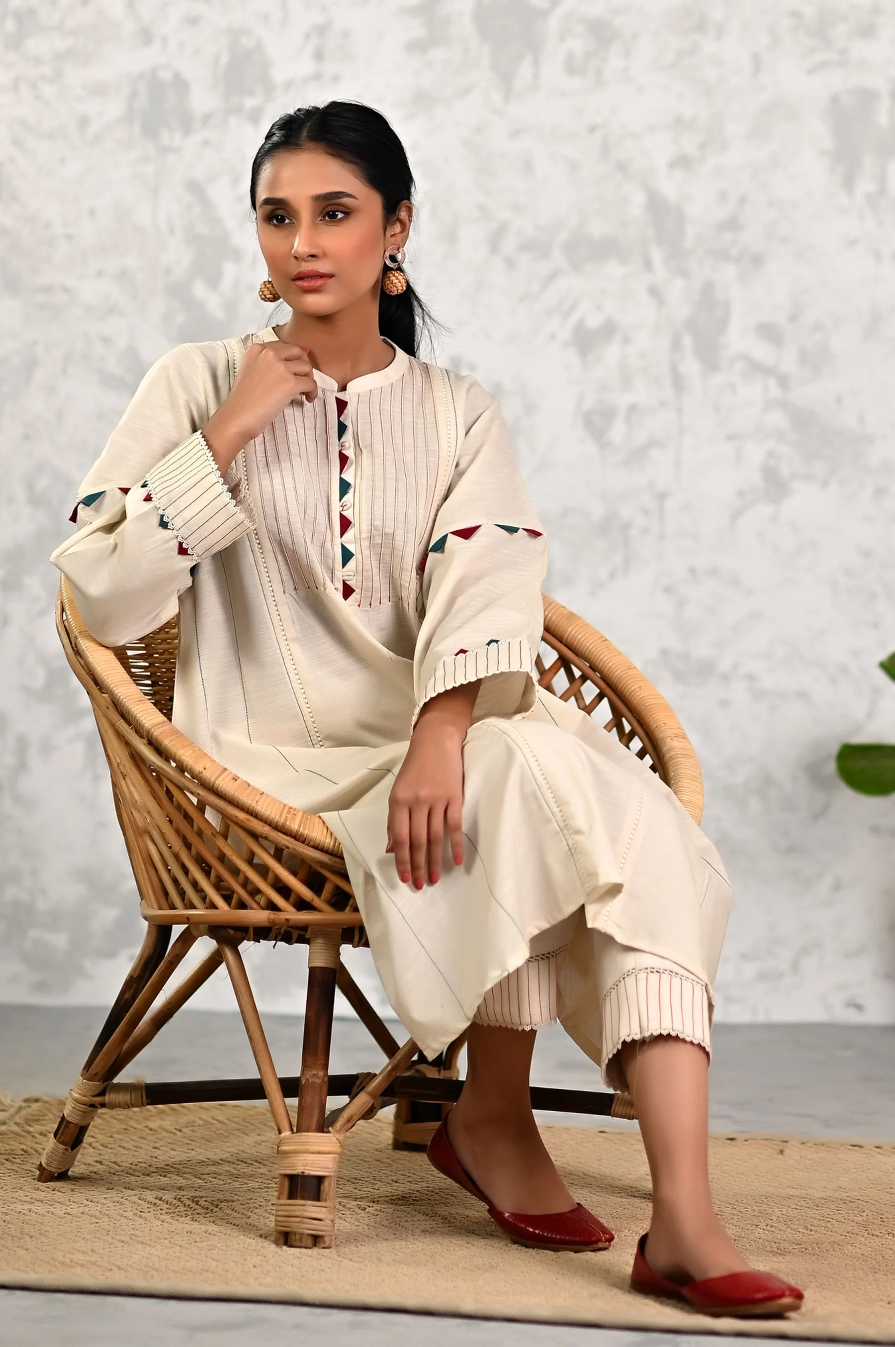 Stitched 2 Piece Embellished Khaddar Suit - Image 4