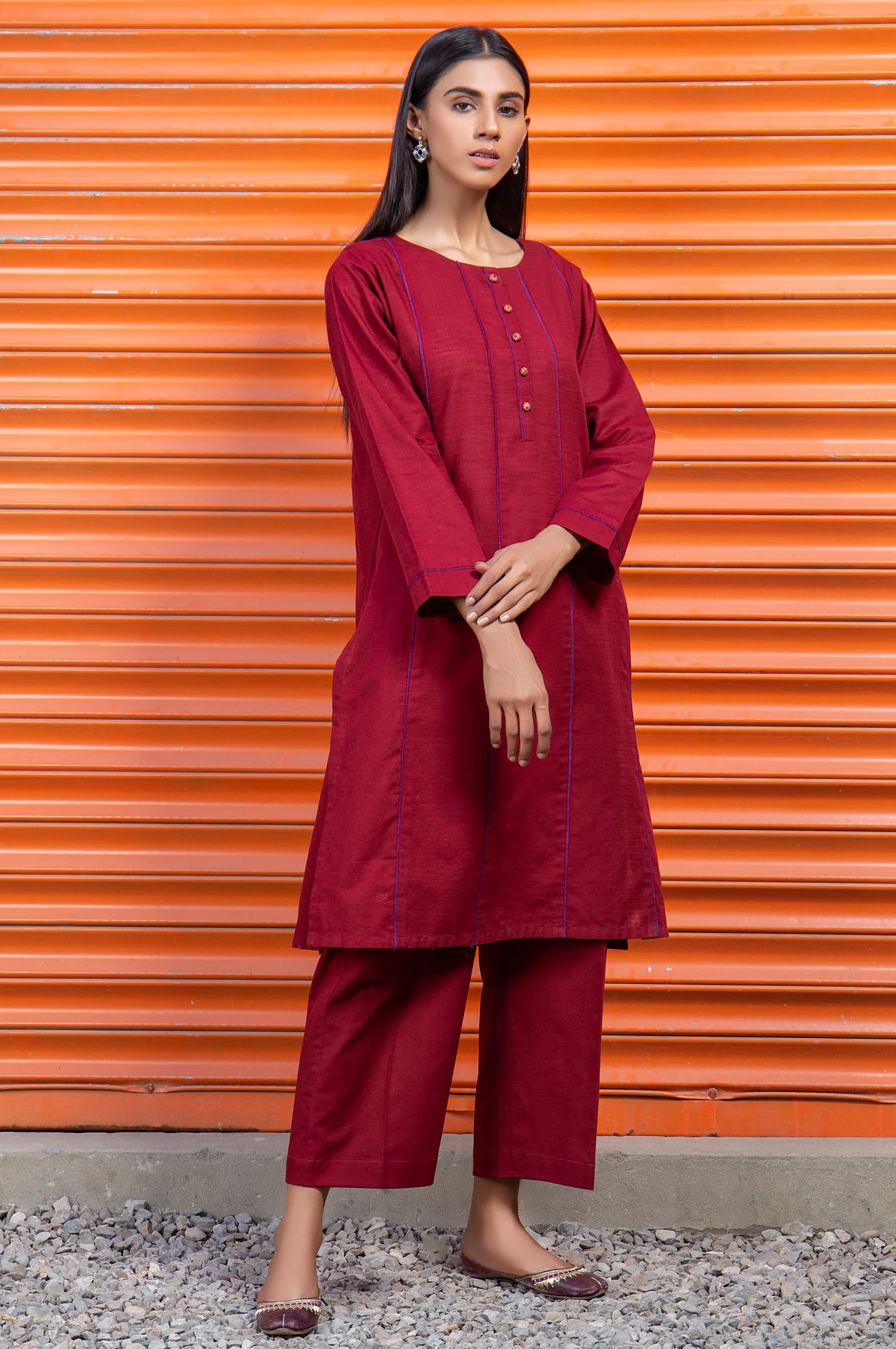 Stitched 2 Piece Embellished Khaddar Suit