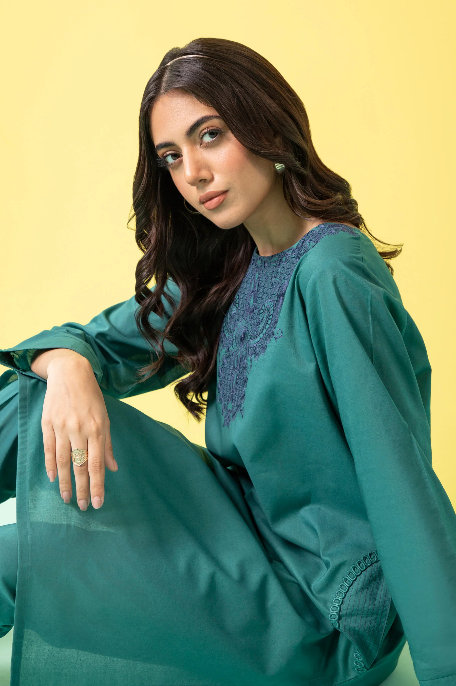 Stitched 2 Piece Embroidered Cambric Suit - Image 5