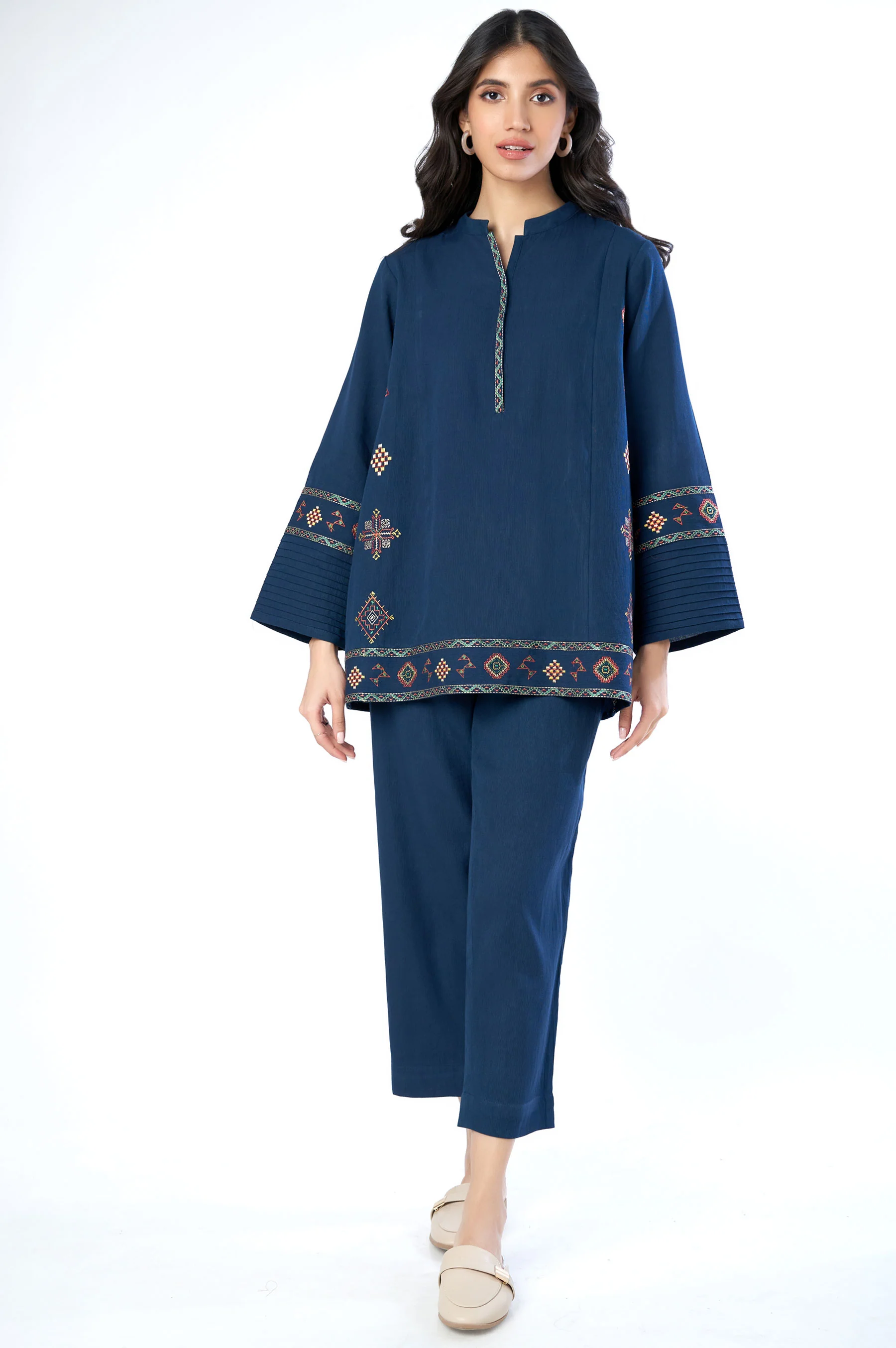 Stitched 2 Piece Embroidered Cottel Co-ord Set - Image 4