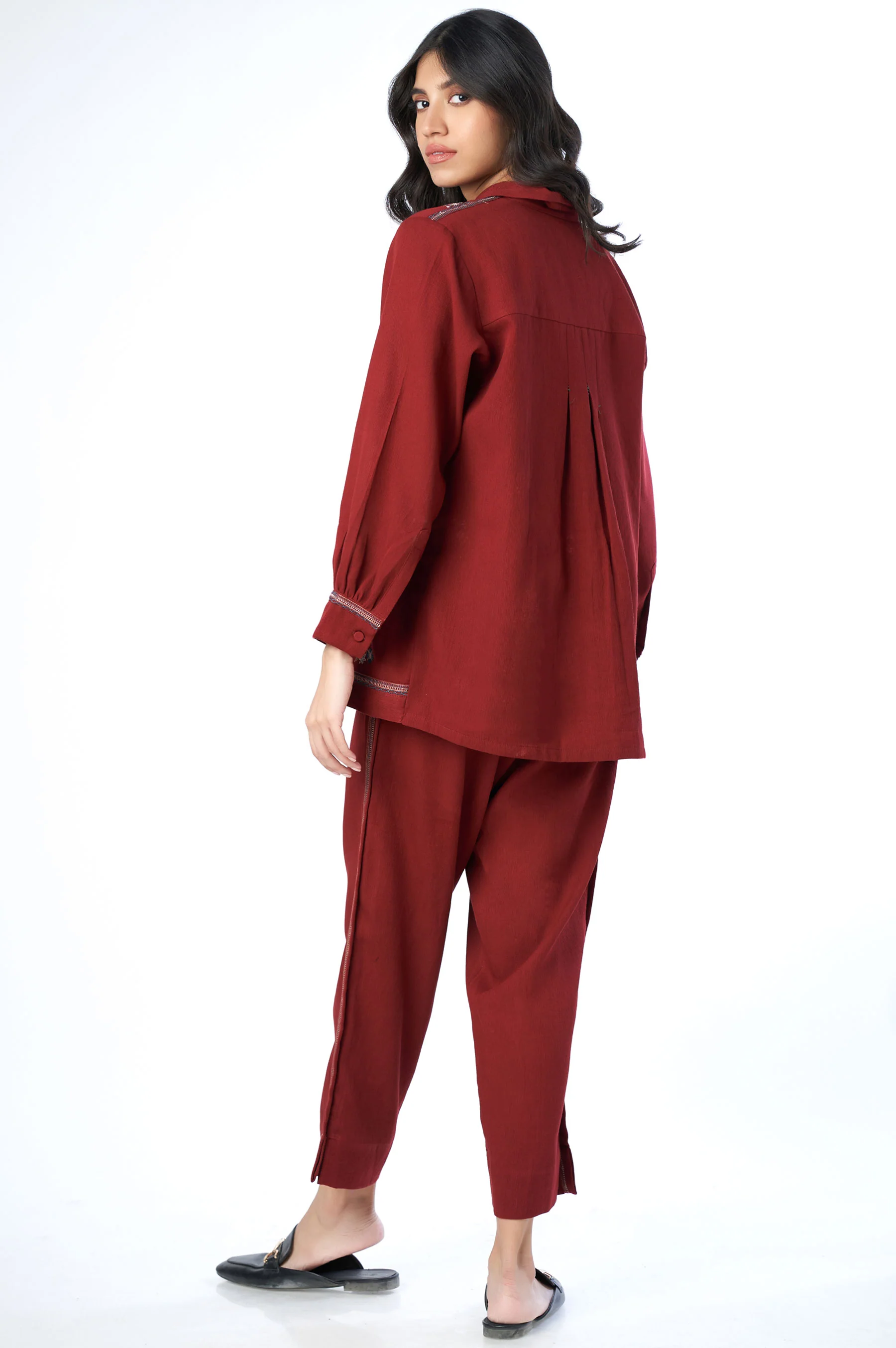 Stitched 2 Piece Embroidered Cottel Co-ord Set - Image 4