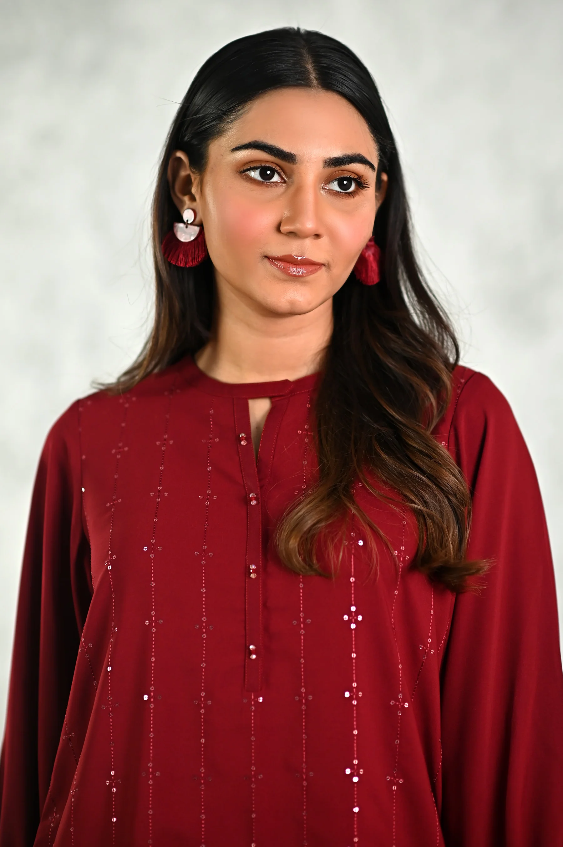 Stitched 2 Piece Embroidered Crepe Shirt & Bottom - Image 5