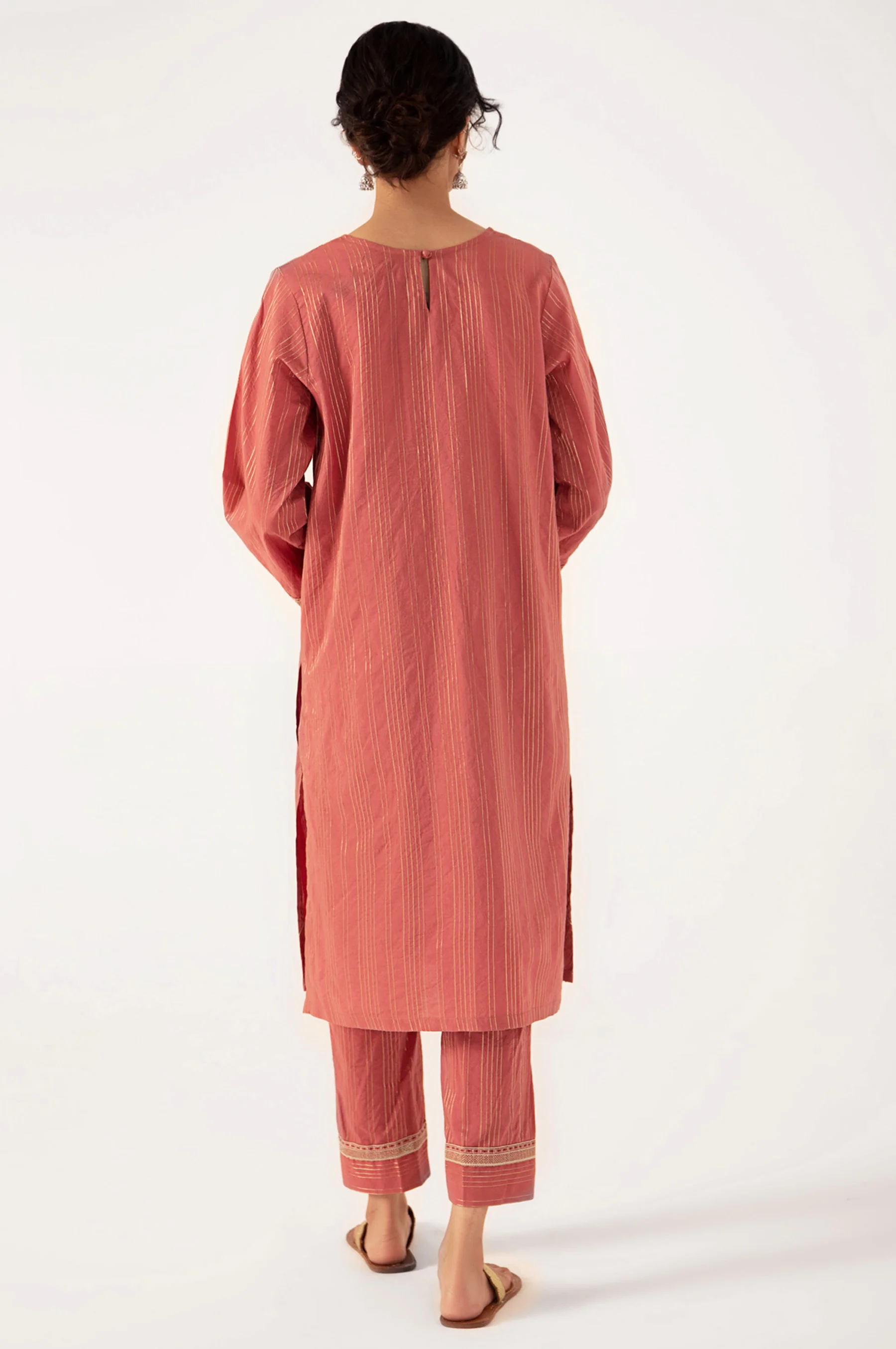 Stitched 2 Piece Embroidered Zari Suit - Image 3