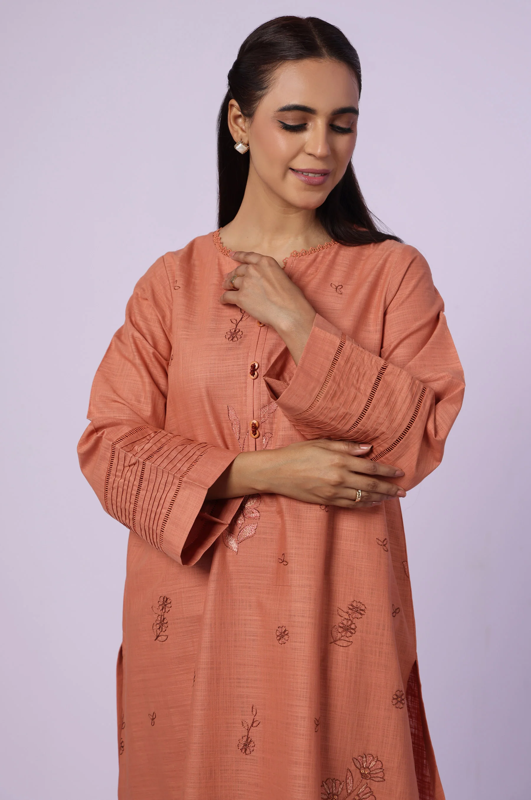 Stitched 2 Piece Embroidered Both Side Slub Suit - Image 2