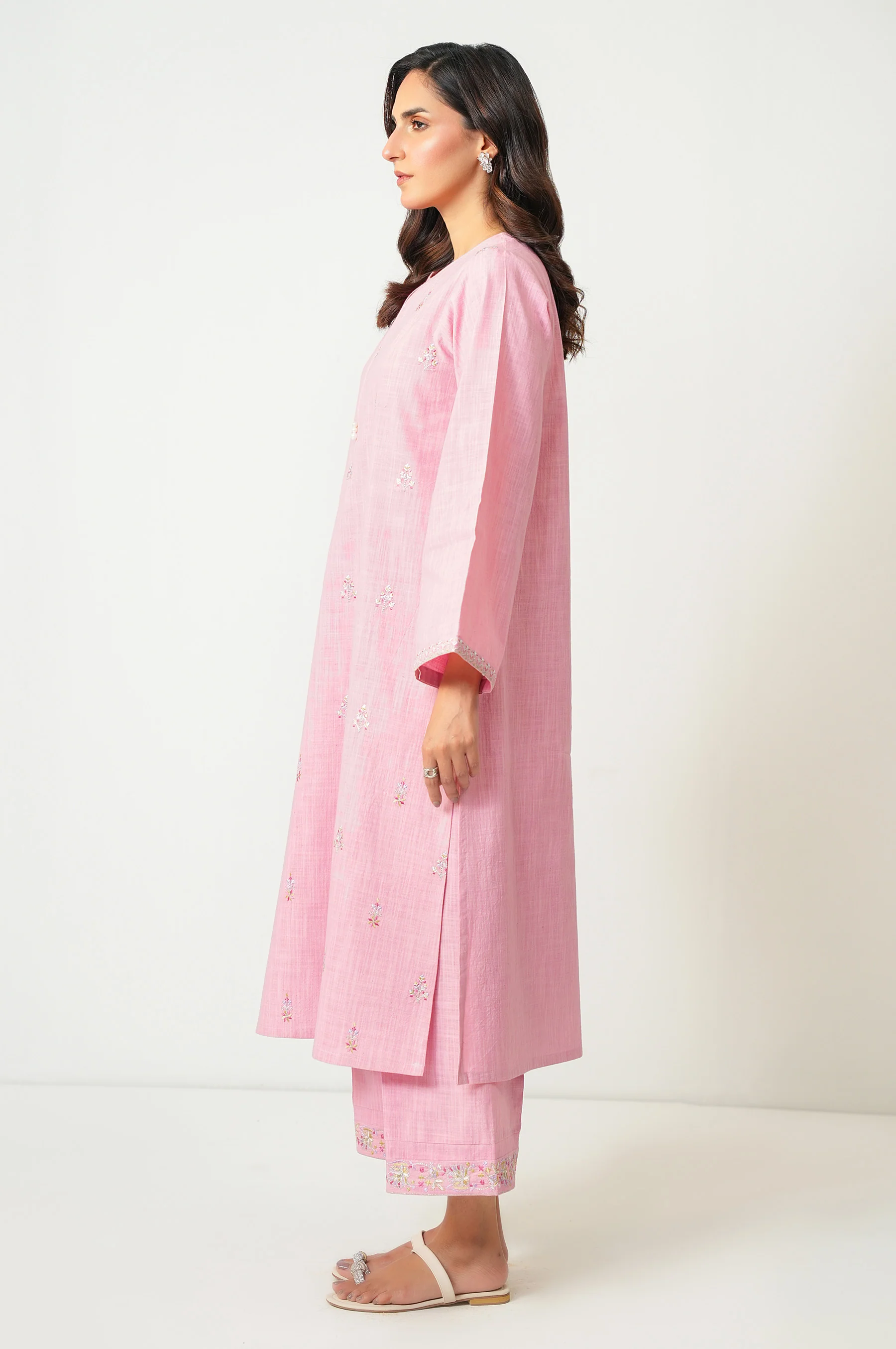 STITCHED EMBROIDERED BOTH SIDE SLUB SHIRT BOTTOM - Image 3