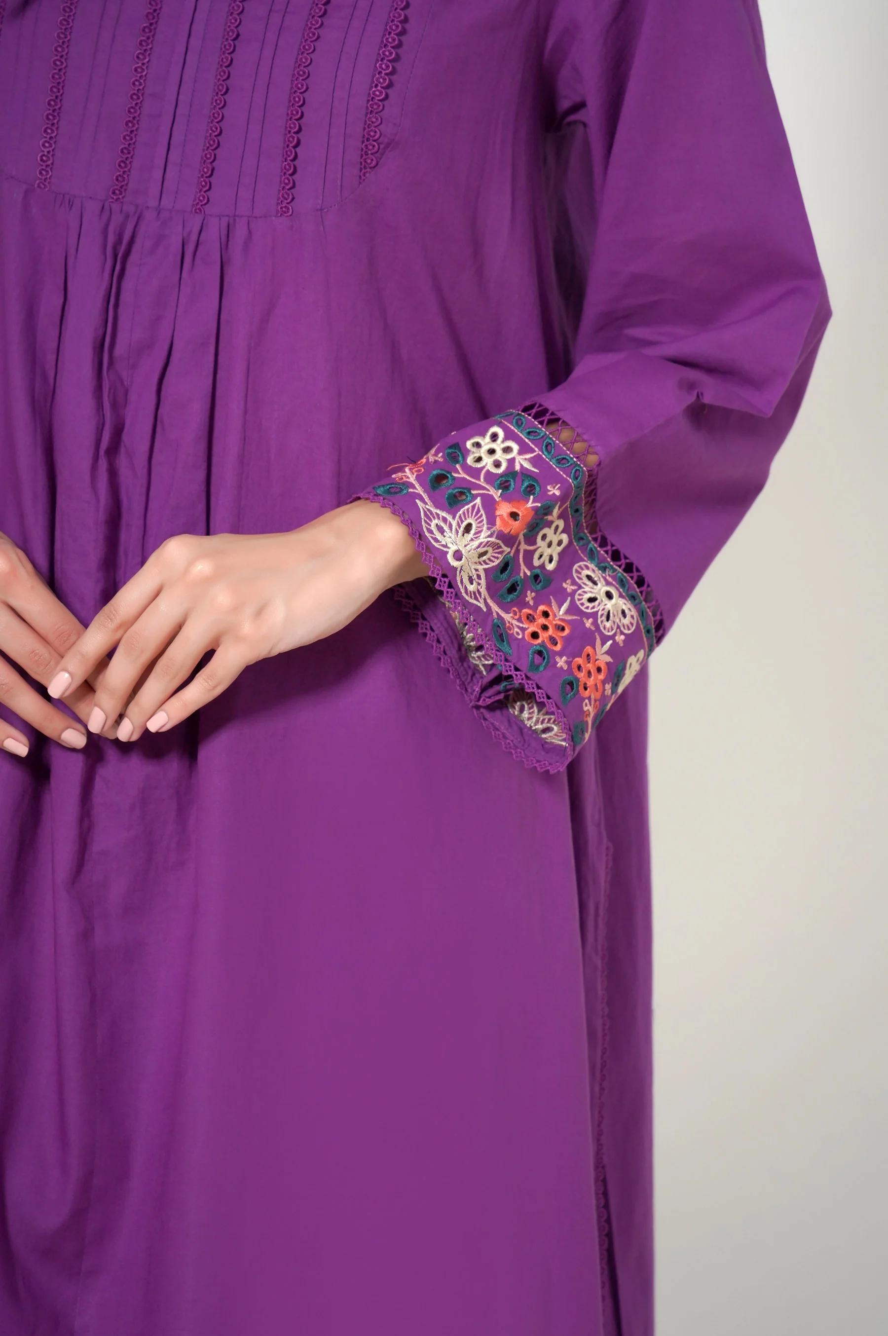 Stitched 2 Piece Cambric Embroidered Shirt With
Digital Printed Pants - Image 3