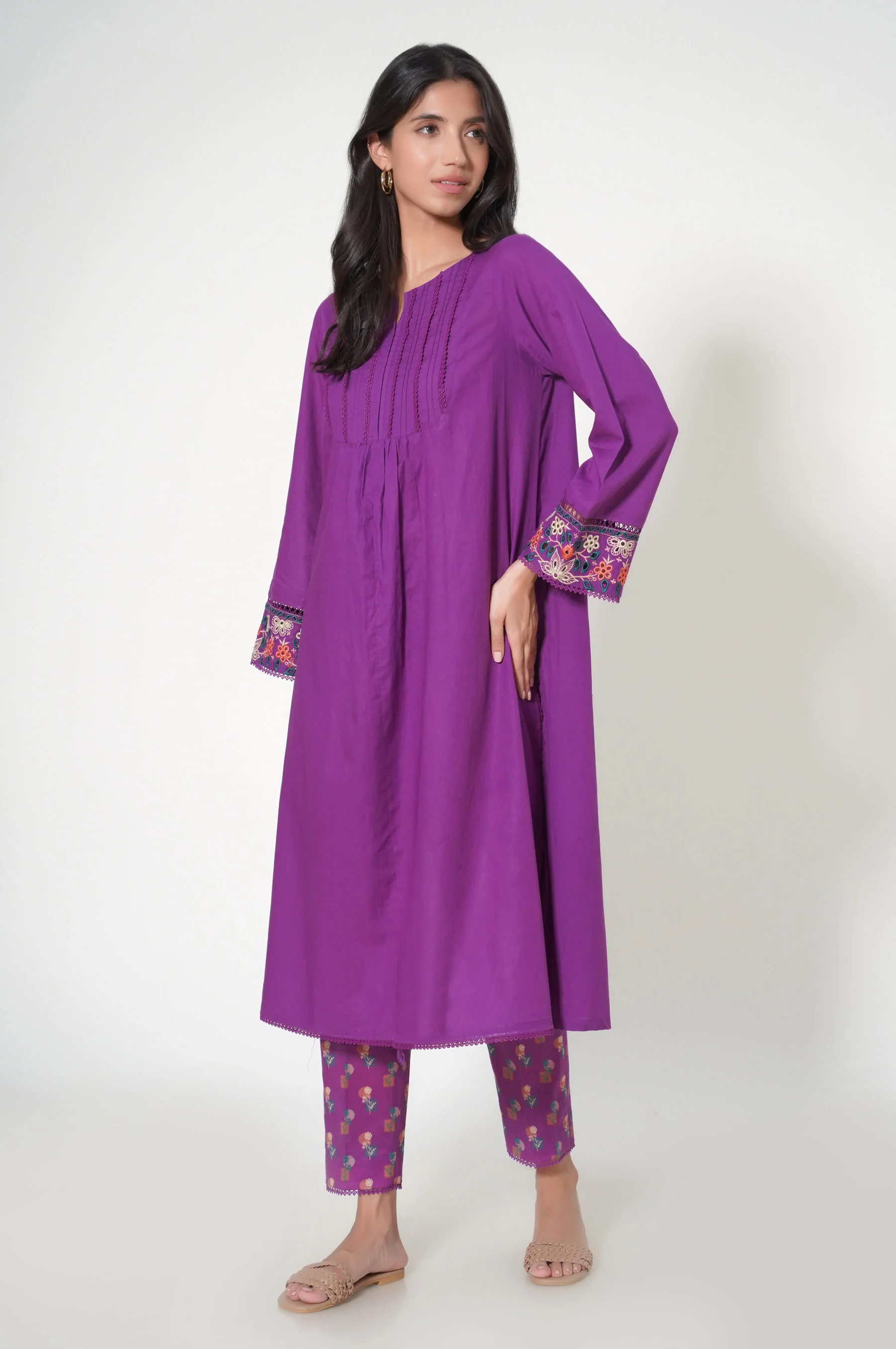Stitched 2 Piece Cambric Embroidered Shirt With
Digital Printed Pants - Image 4
