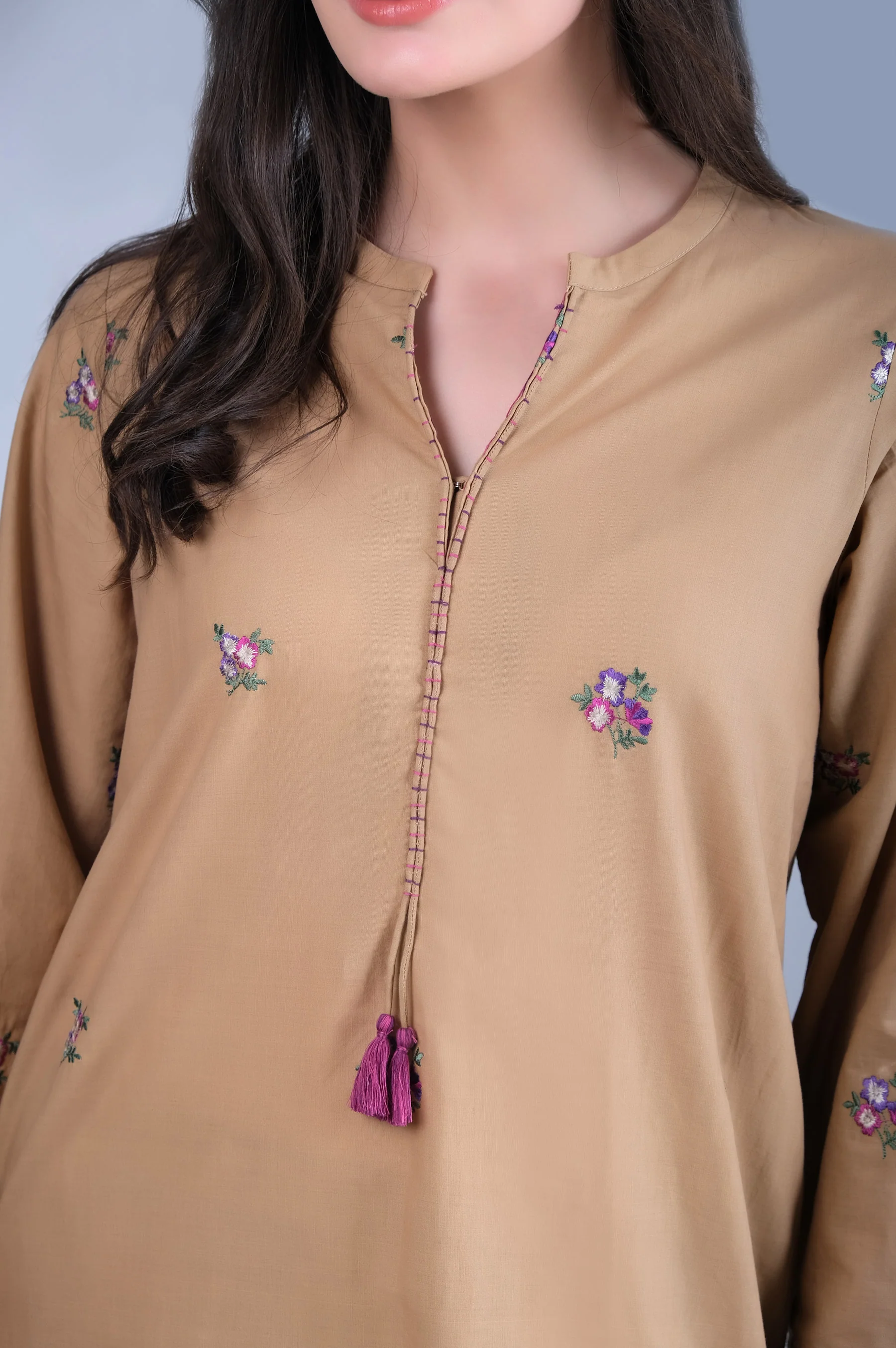 Stitched 2 Piece Cambric Embroidered Suit - Image 6