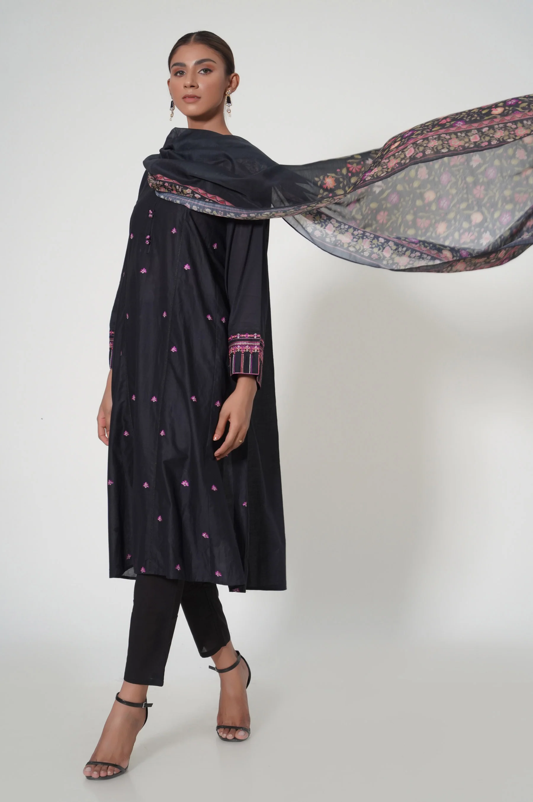 Stitched 2 Piece Cambric Embroidered Suit - Image 3