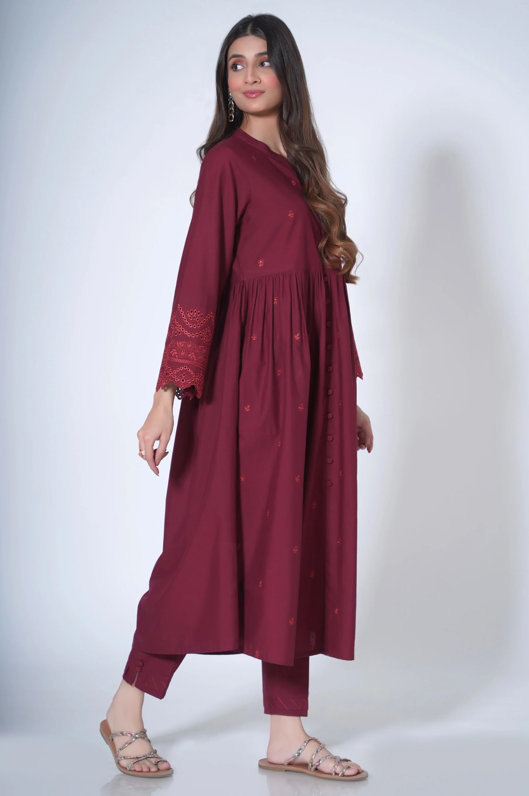 Stitched 2 Piece Embroidered Cambric Suit - Image 2