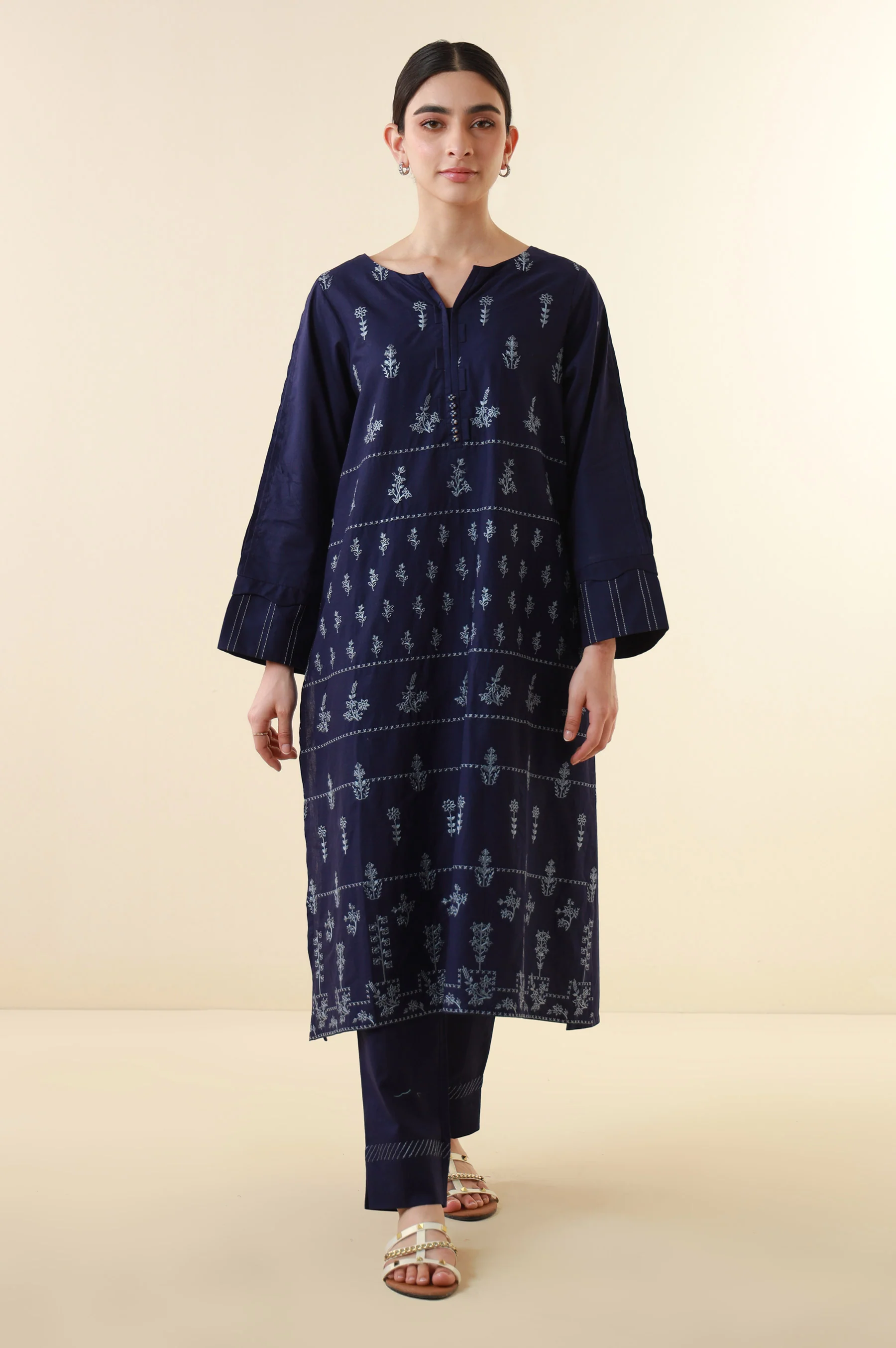 Stitched 2 Piece Embroidered Cambric Suit