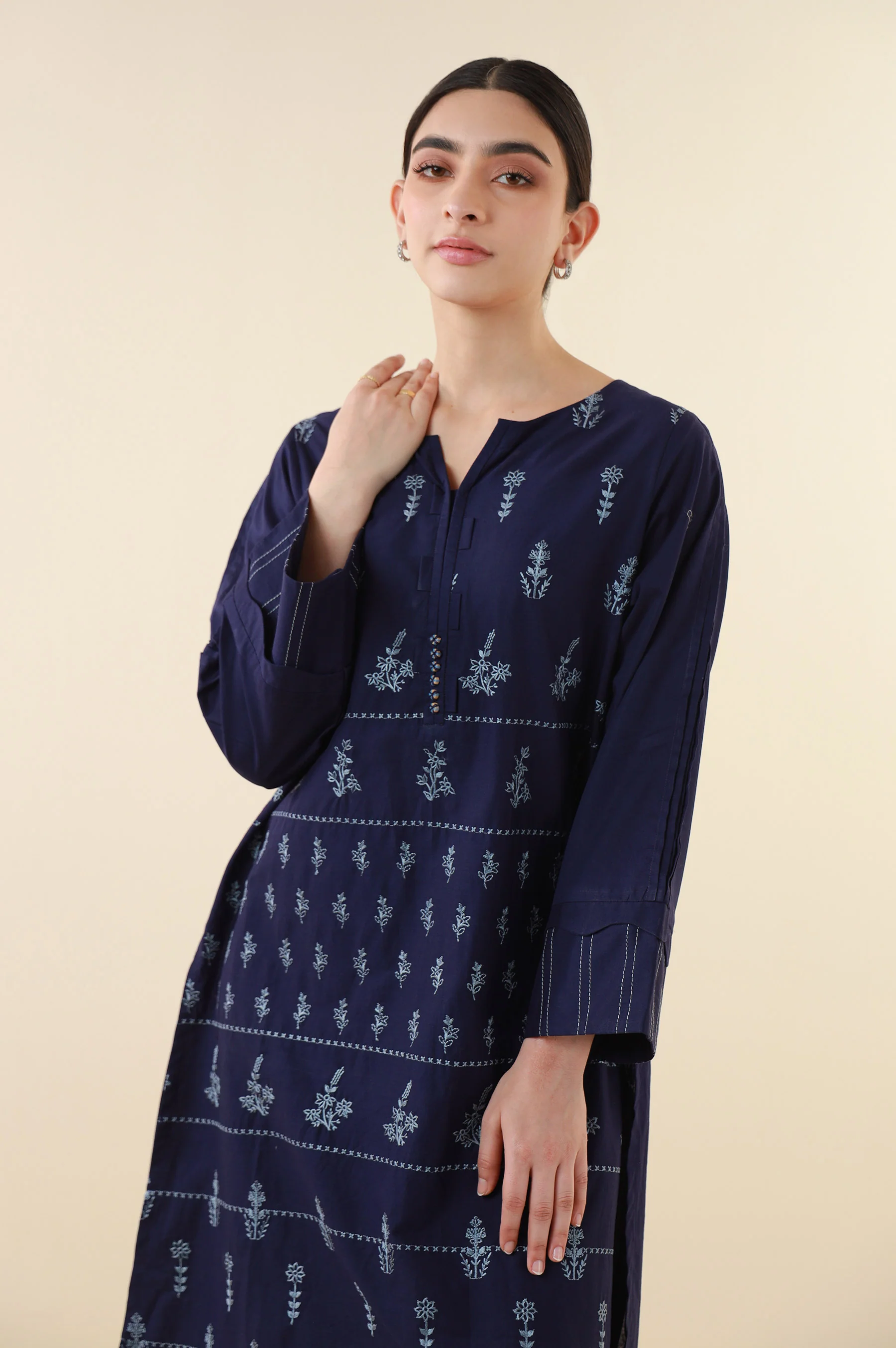 Stitched 2 Piece Embroidered Cambric Suit - Image 6
