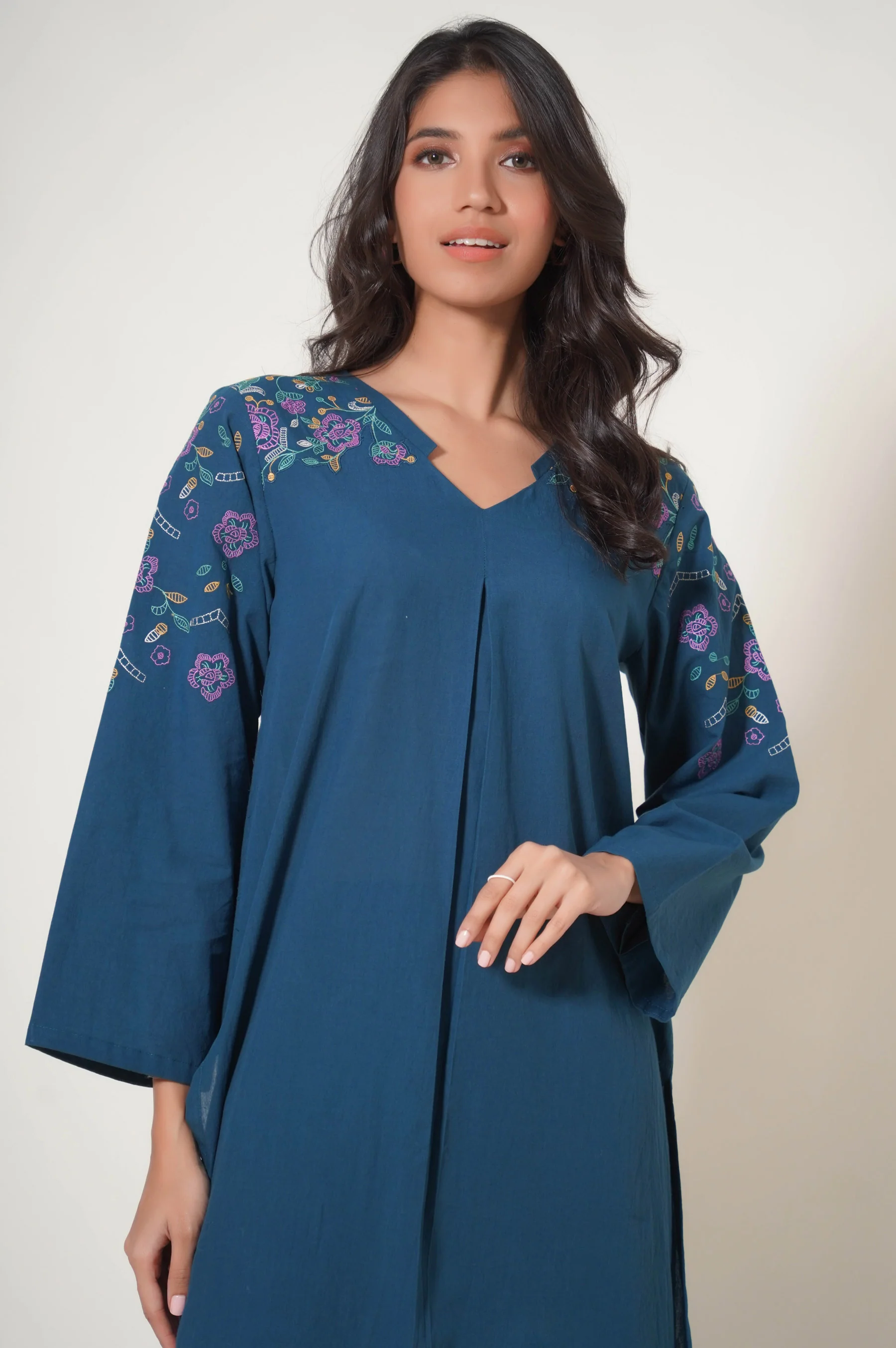 Stitched 2 Piece Embroidered Cambric Suit - Image 3